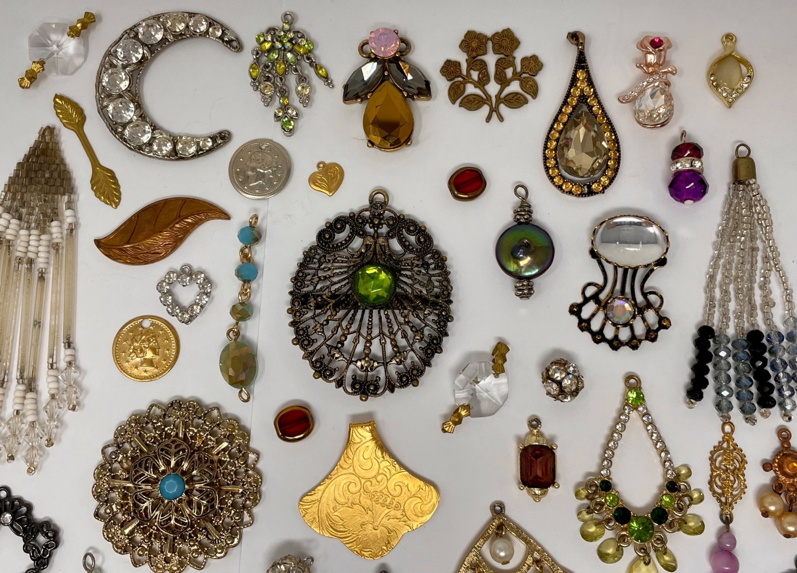 Lot Vtg & Modern Victorian Art Deco Style Pendants Findings Jewelry Craft J1