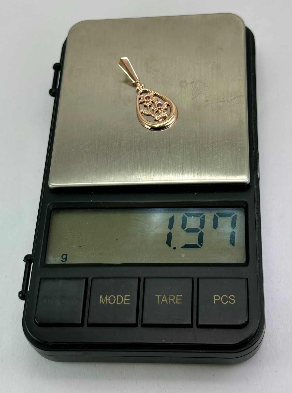 Chic Vintage Original Soviet Rose Gold 583 14k Pendant With Amethyst 1,97 g.