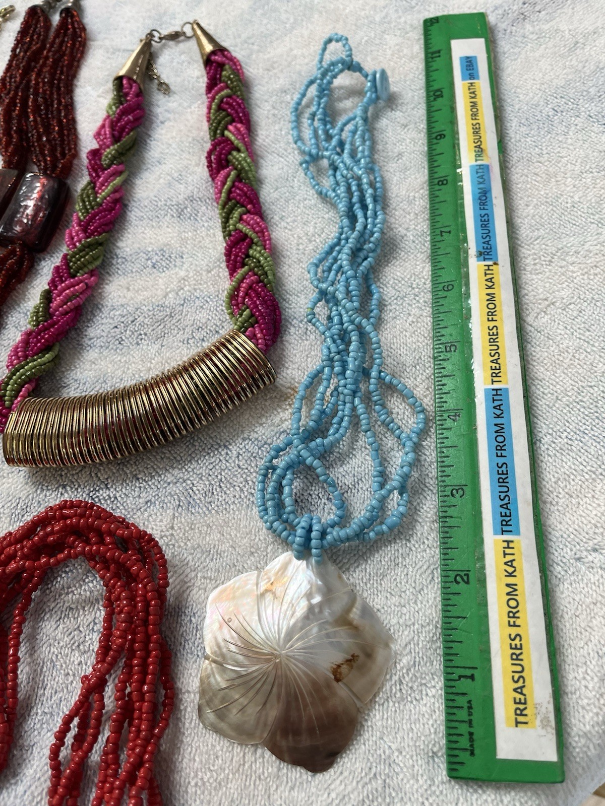LOT of 13 Seed Bead Necklaces w/Pendants MOP Glass Wood Metal All Wearable