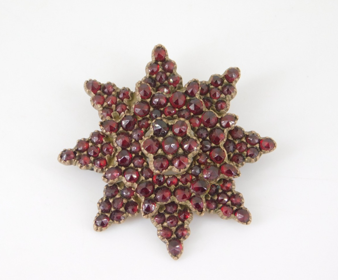 Vintage / Antique Victorian Czech Bohemian Garnet Pin