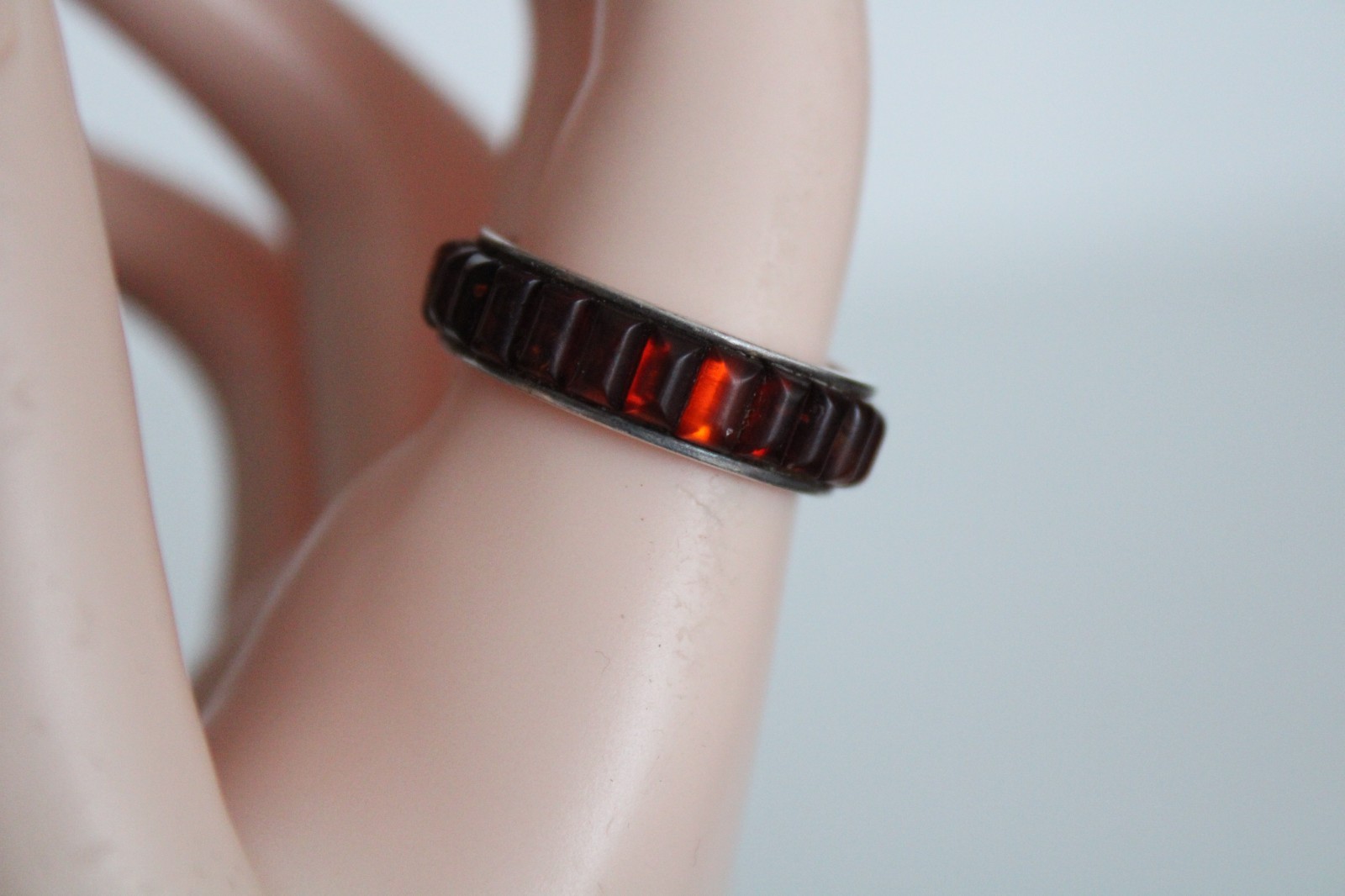 Vintage Sterling Silver Unisex Adult Garnet Ring, Signed: ST, S: 10.5