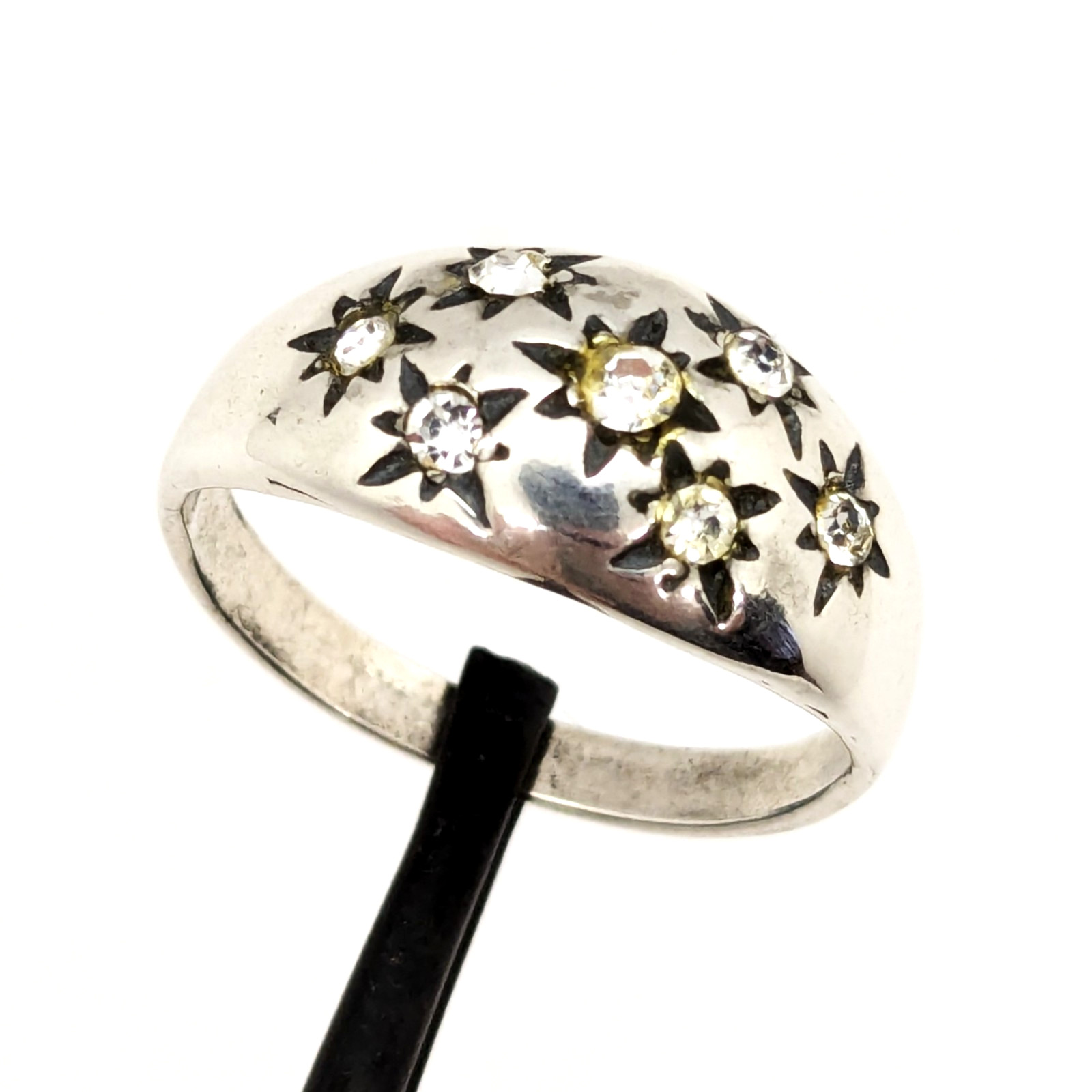 Vintage Elegant RING Silver 925 with Chic Bright Inserts -size: 9US (19mm) | #28