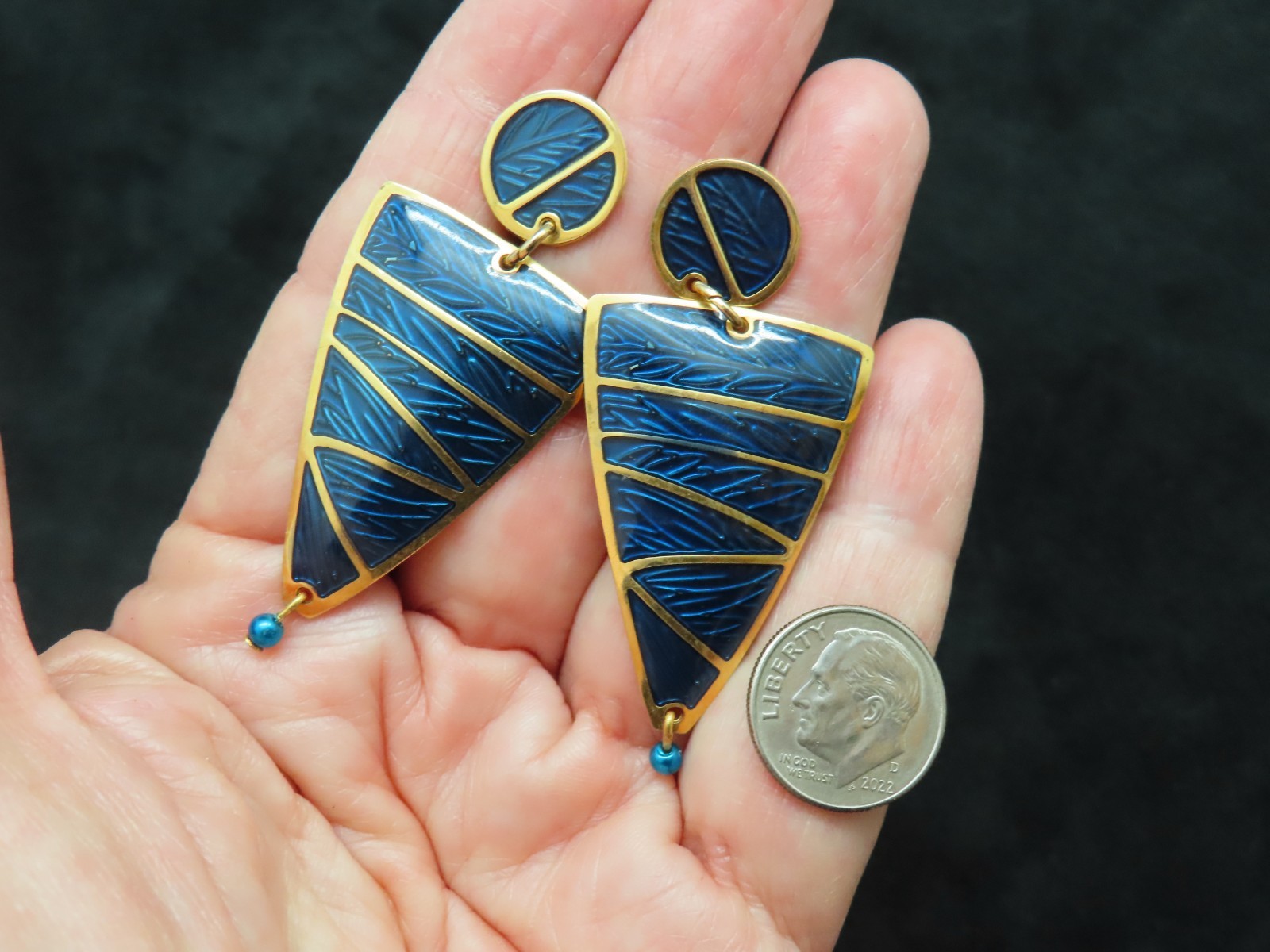 Vintage Sophisticated Edgar Berebi Blue Enamel Pierced Earrings