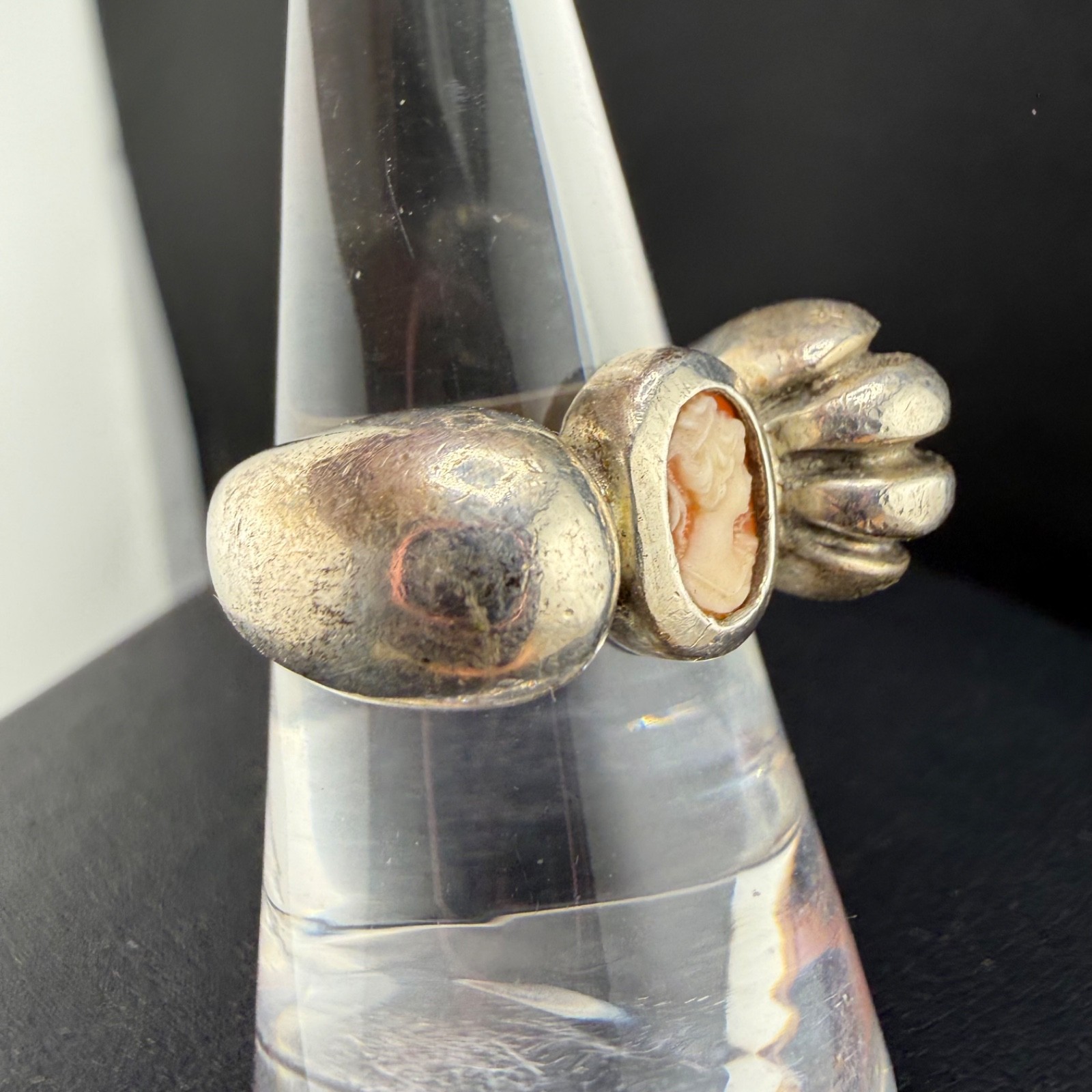Vintage Sterling Silver Cameo Ring Size 7.5