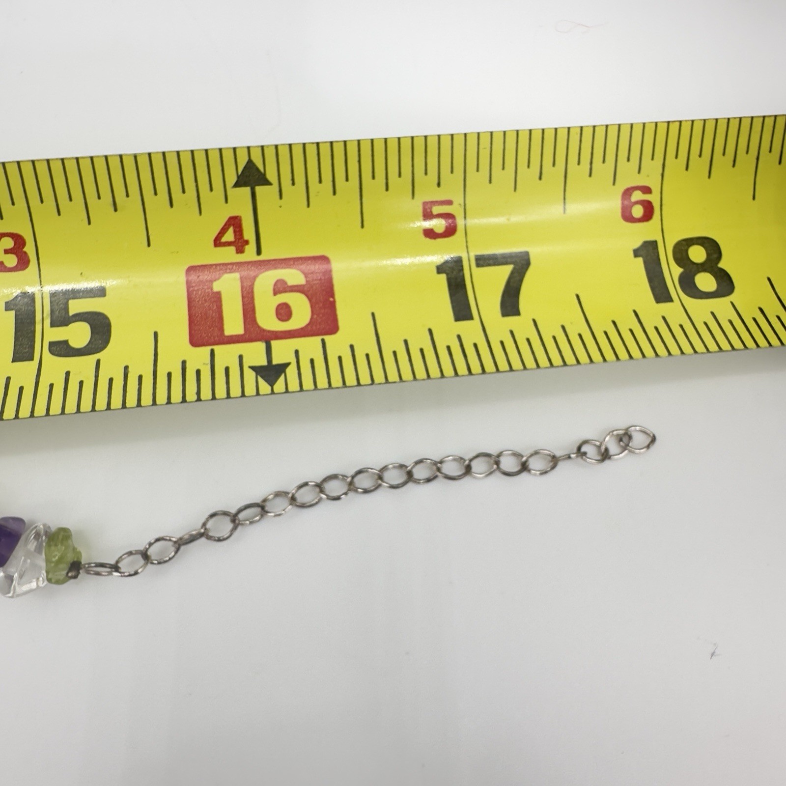 Vtg Multi Gemstone Sterling 925 Necklace Amethyst Peridot Quartz Estate