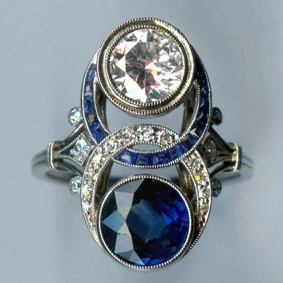 3.15Ct Art Deco Style Lab Created Diamond Anniversary 14K White Gold Finish Ring