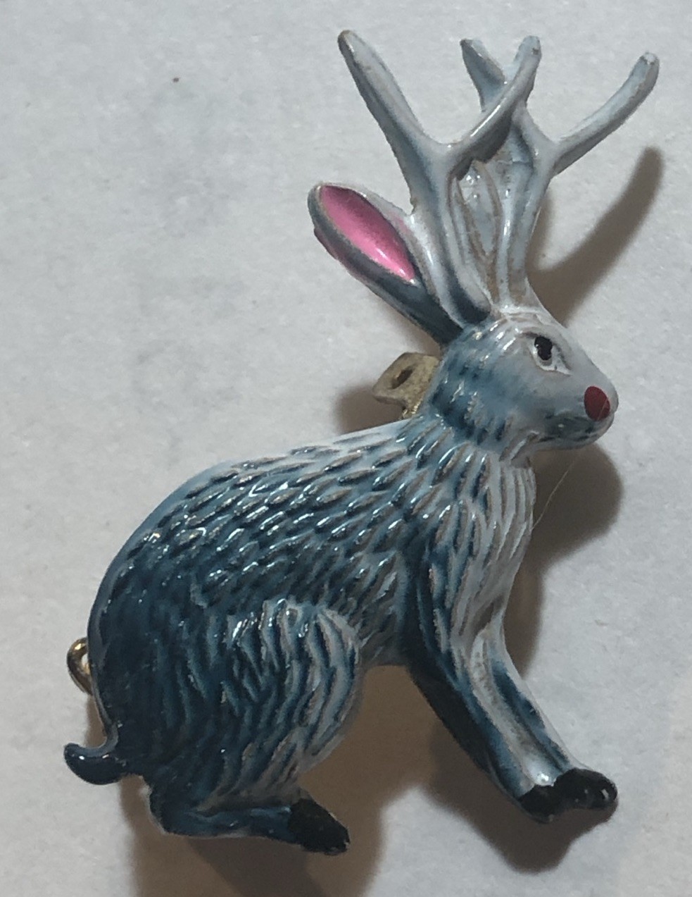 Jack Rabbit Pin/Brooch Blue & White (D1)