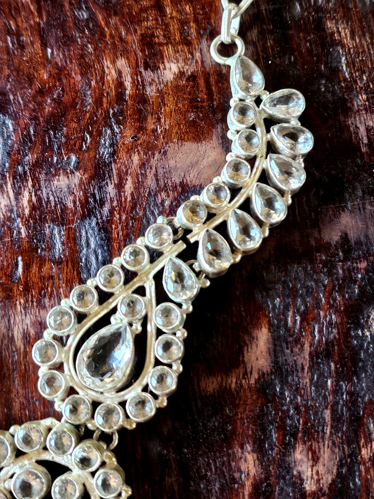 Vintage Sterling Silver Clear Rhinestone Wedding Necklace STUNNING ONE OF ONE