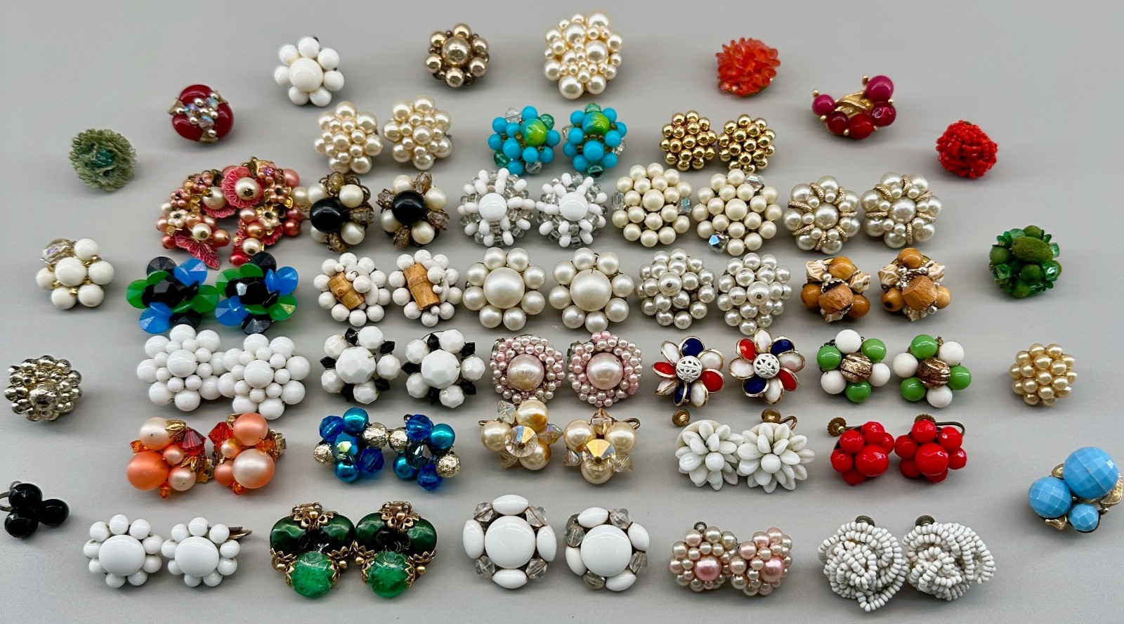 Vintage Cluster Clip On Earrings Lot Germany Hong Kong Japan 28 Pairs 14 Singles