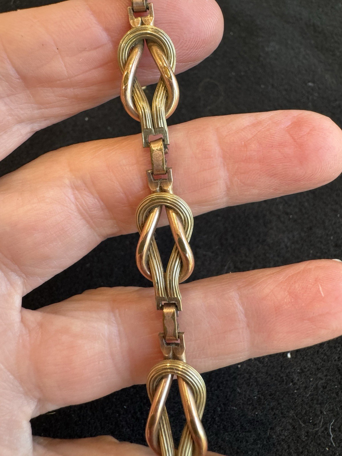 Vintage Two Tone Gold Square Knot Bracelet