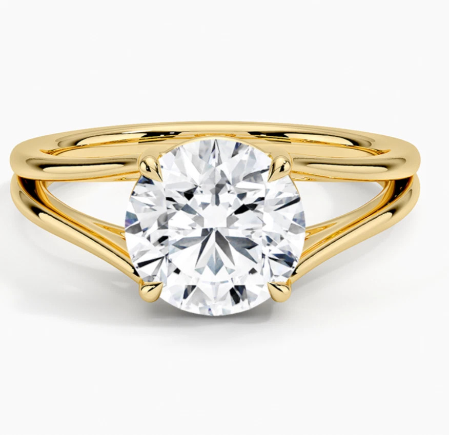 10K Yellow GoldFN With Round Cut 2.00CT White Moissanite Women’s Daily Wear Ring