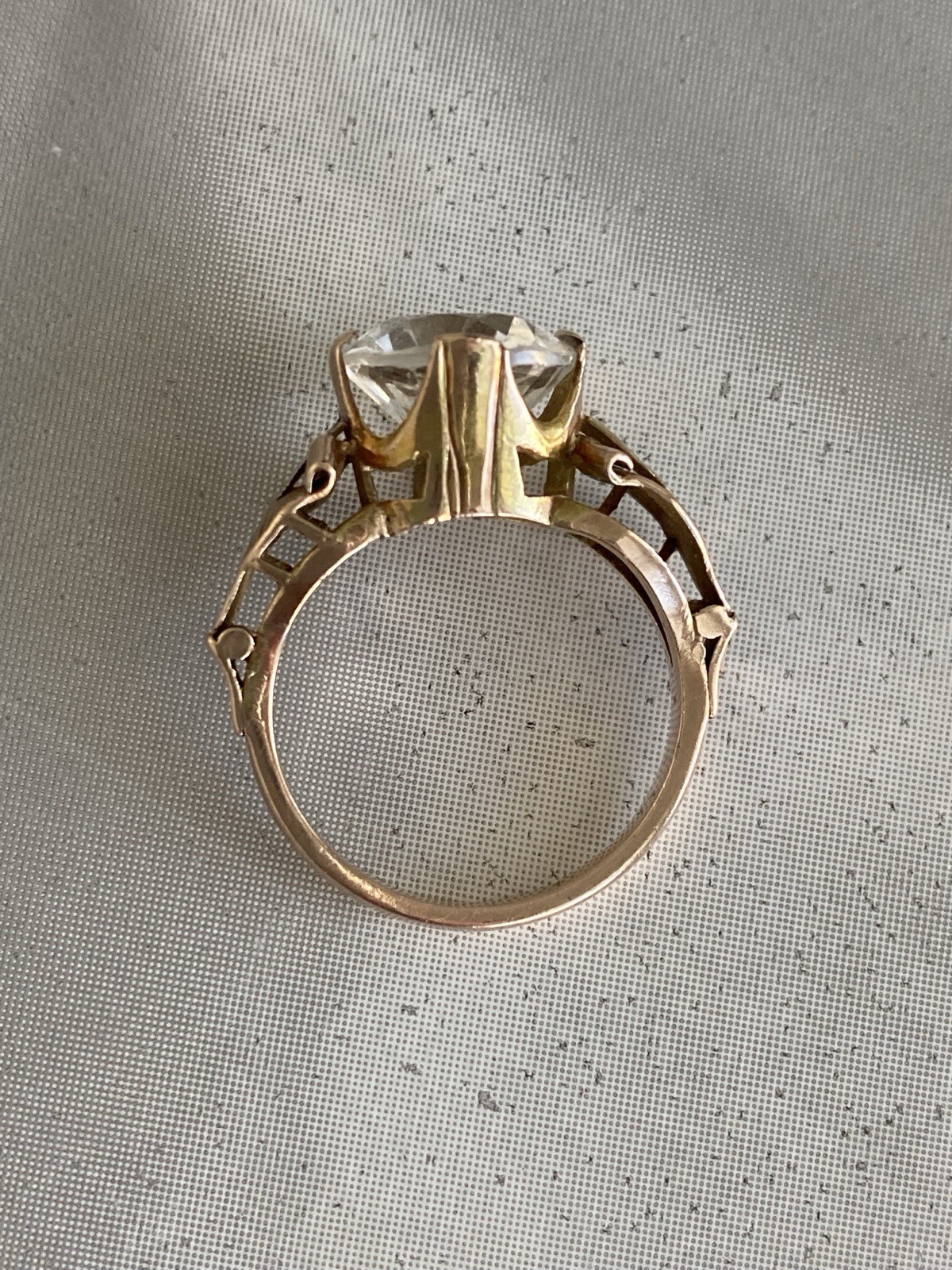 REDUCED 10K Gold TESTED NOT MARKED Ring Vtg Antique Prong Set Stone 3.9 Gr 6 1/2