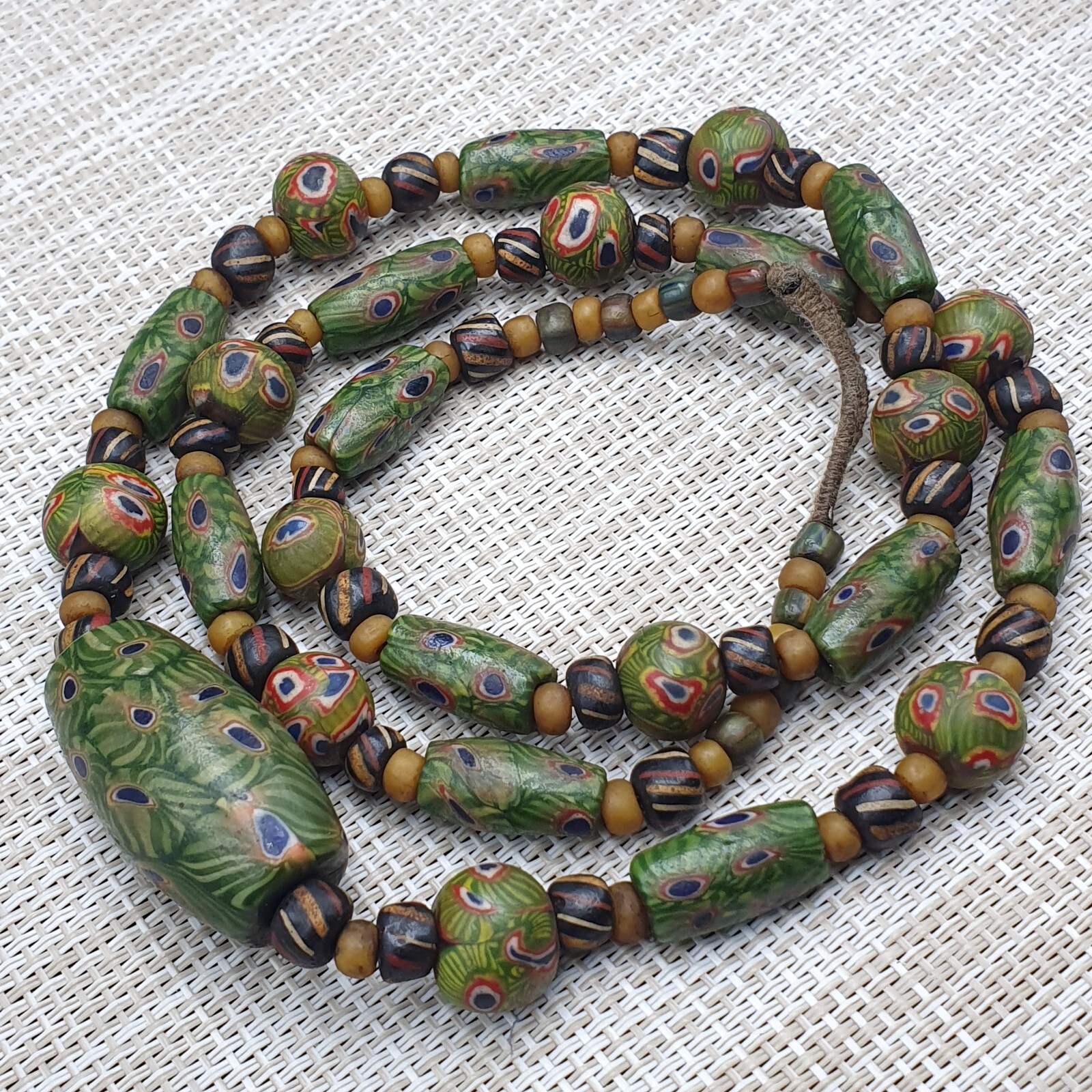 Vintage African Style Gabri Eyes Glass Beaded Necklace