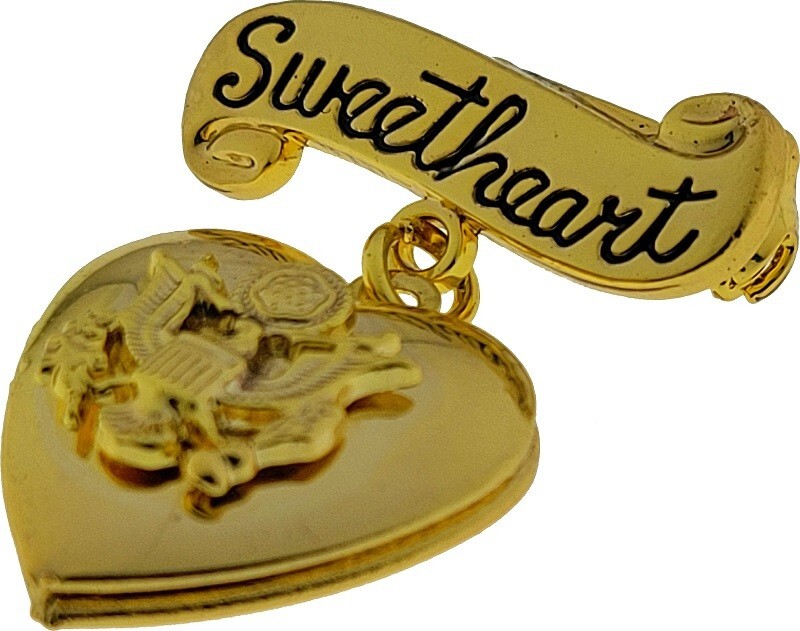 VINTAGE Gold Plated American Eagle US ARMY Sweetheart Locket Brooch 1 1/4″