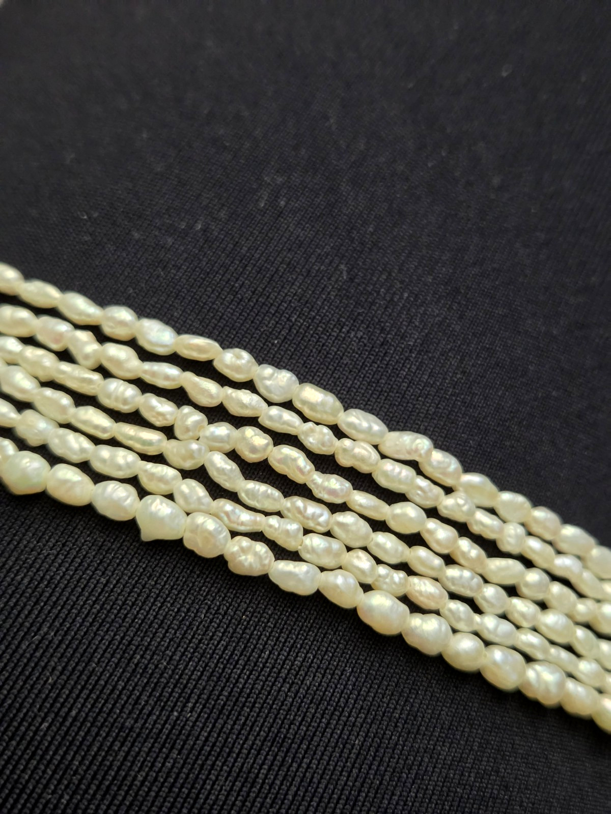 Vintage 6 Strand Genuine Natural Freshwater Rice Pearl Beaded Necklace 26″