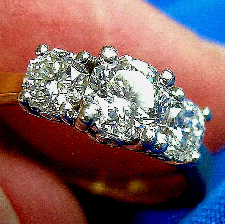 Original EARTH MINED DIAMOND Octagon cut Deco Engagement Ring Vintage Trilogy 6