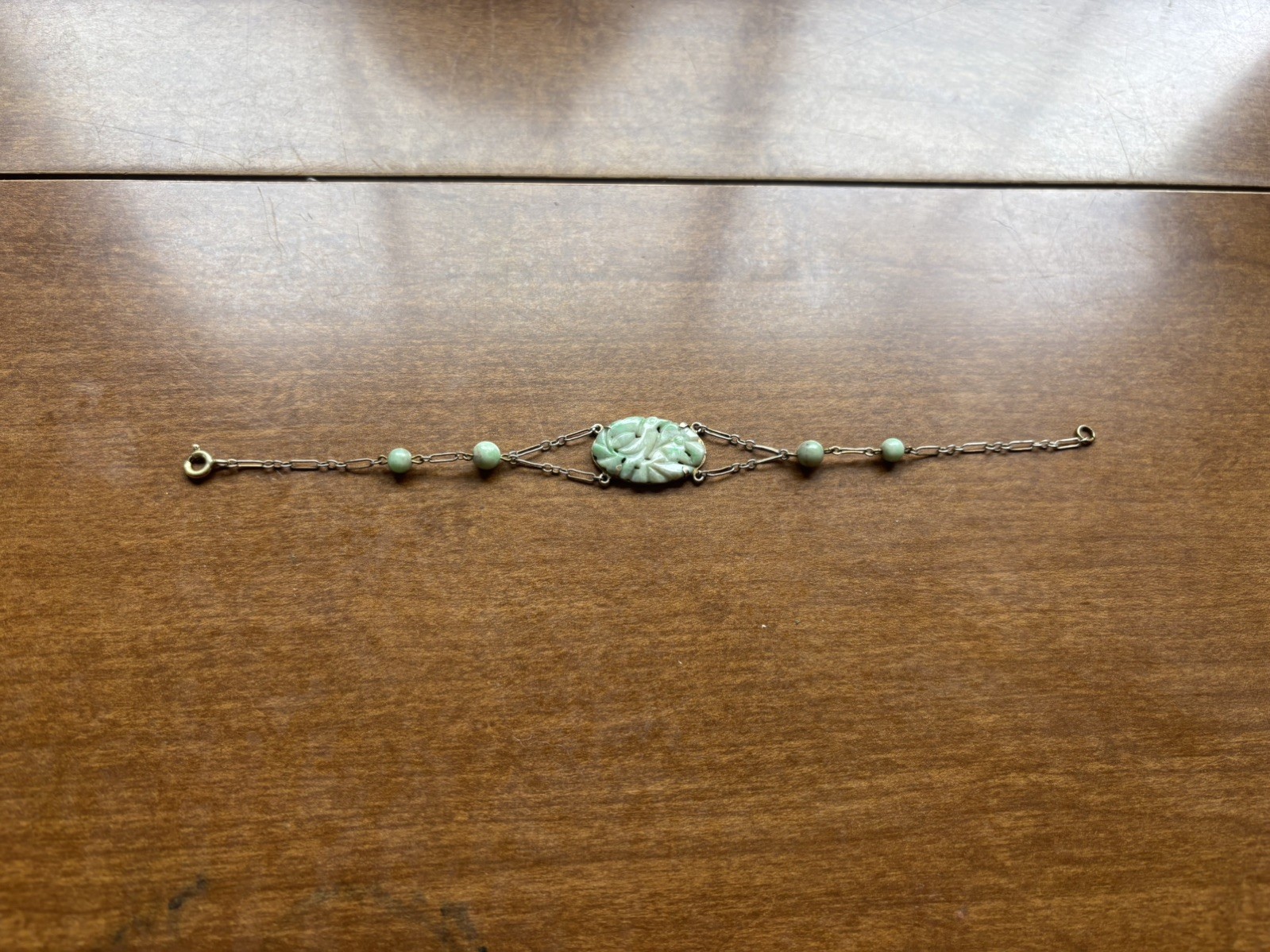 Antique Chinese Old Mine Art Deco Edwardian Jade Carved bracelet