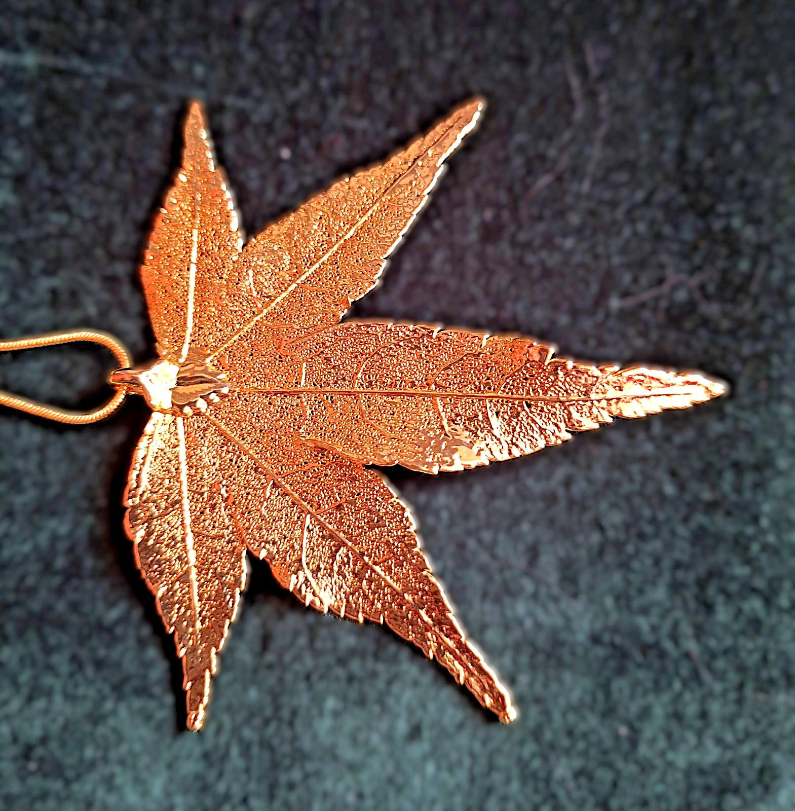 Vintage Japanese Maple Leaf dipped in 24K Gold Pendant on a 18KGP Snake Chain
