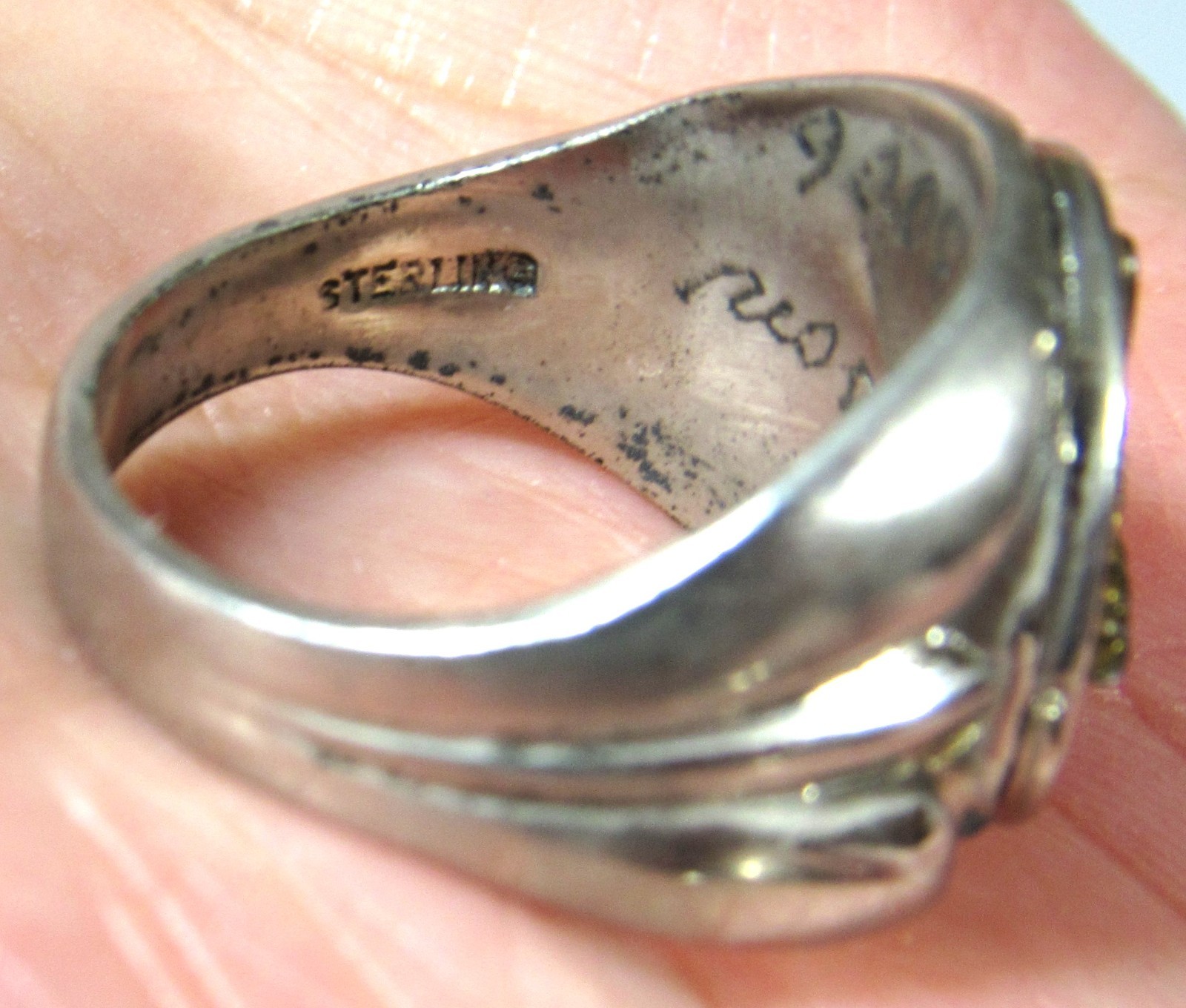 WWII US ARMY AIR CORPS AVIATOR PILOT STERLING SILVER RING SIZE 9 1/4 ~ NAMED #’D
