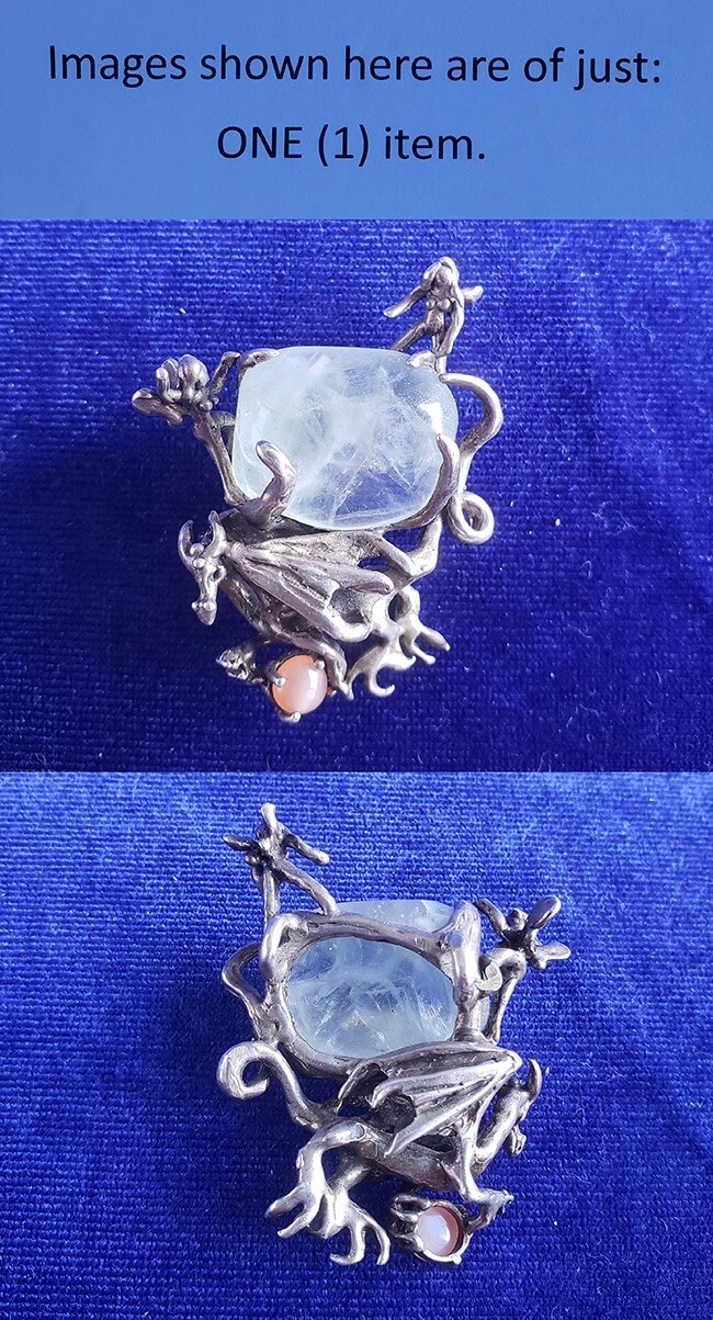 Vintage Unusual Sterling Silver Kill Dragon Scene With Gemstones Pendant 25pt356