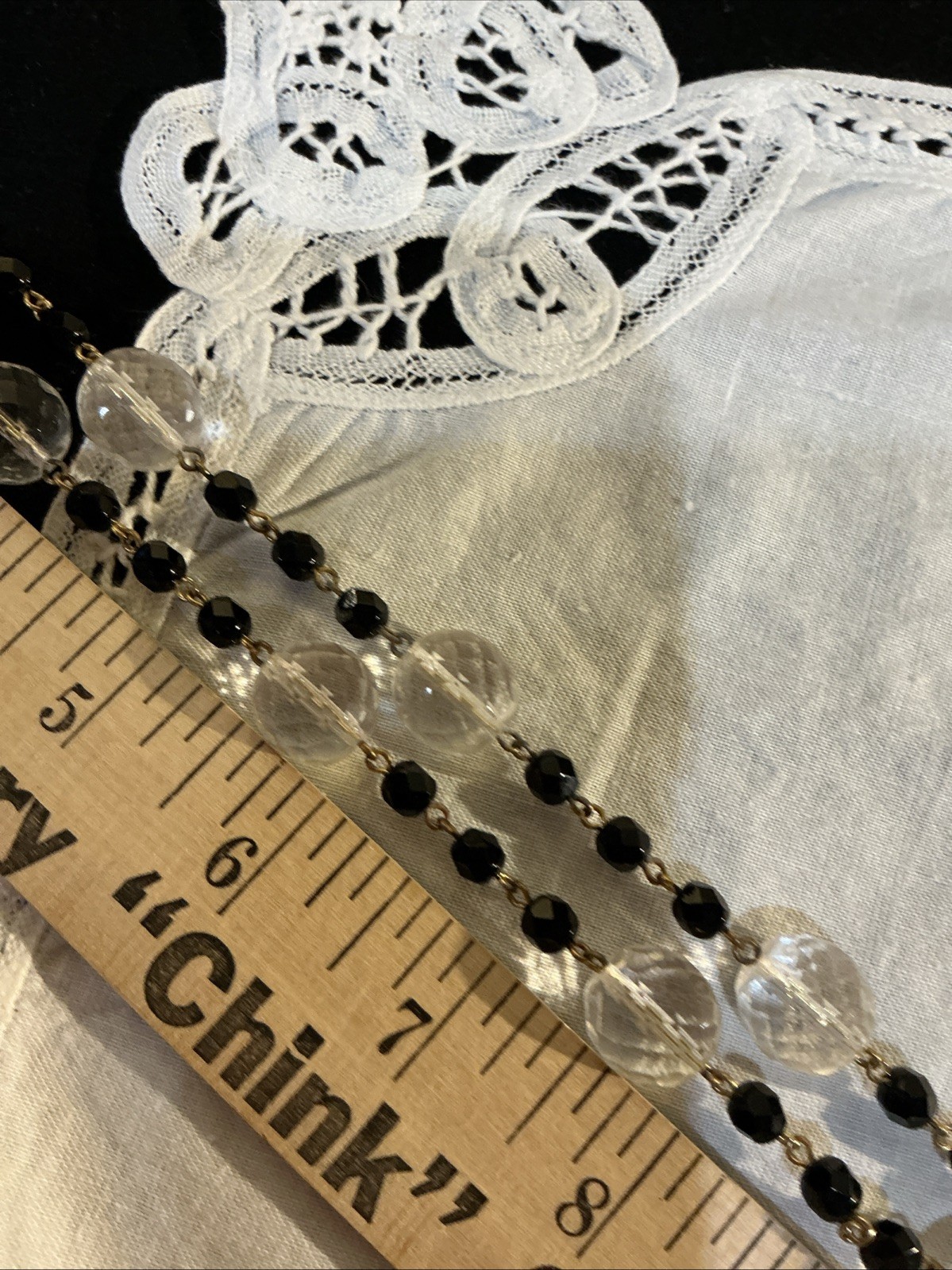 Joan Rivers Czech Republic Black & Clear Faceted Beaded Necklace Gold Tone