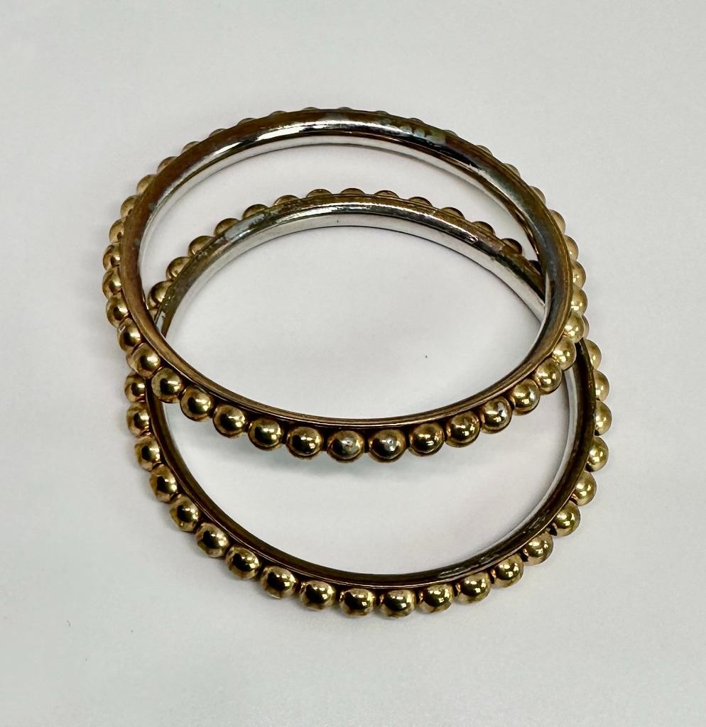 Vikki Carr Pair of Bangle Bracelets Certificate Of Authenticity Silver Gilt