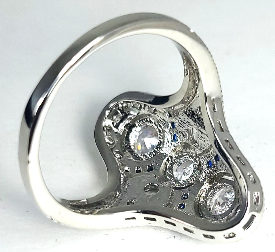 Vintage Art Deco Style Filigree Cubic Zircon Lab Created Engagement Wedding Ring