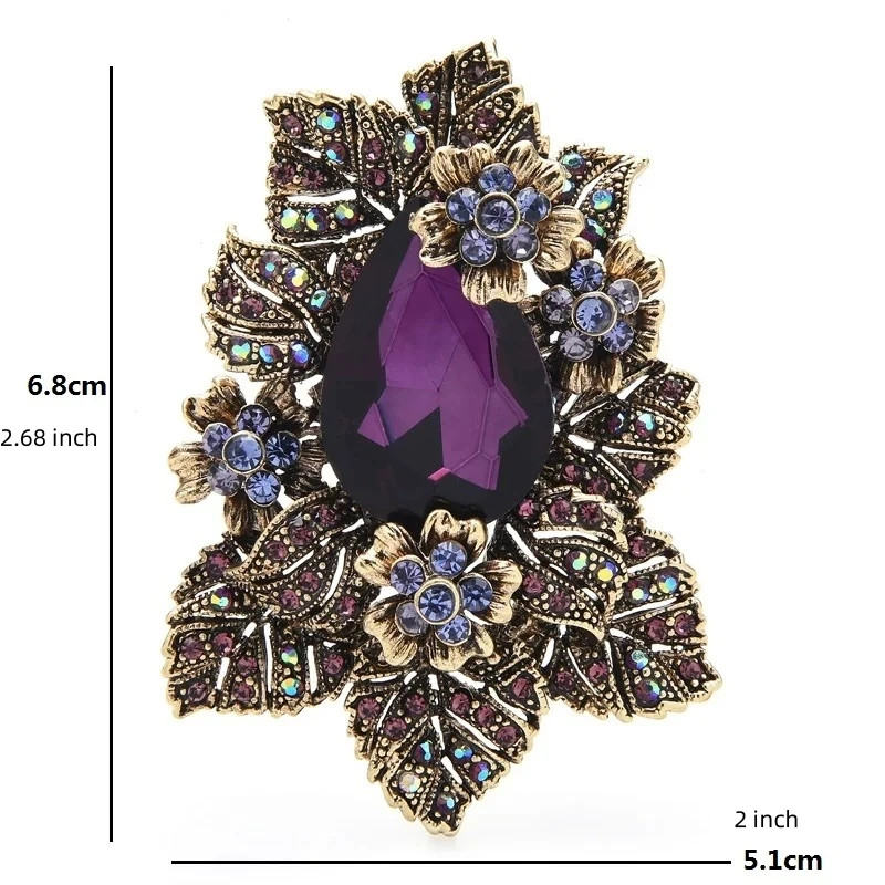 Exaggerated Full Crystal Luxury Flower Brooch Women Men Vintage Exquisite Pin