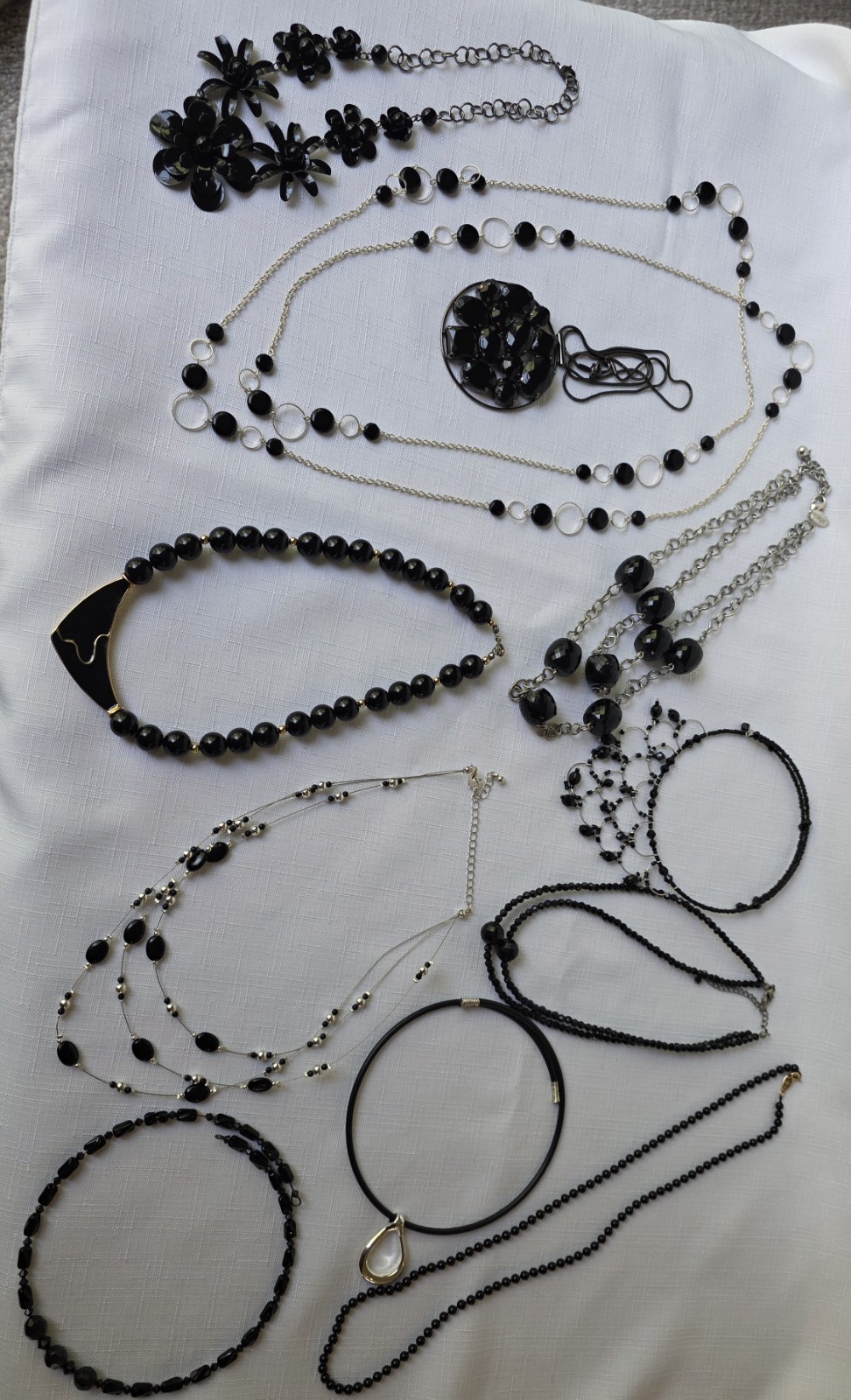 Vintage Set Of 11 Gothic Black Necklaces Excellent Condition