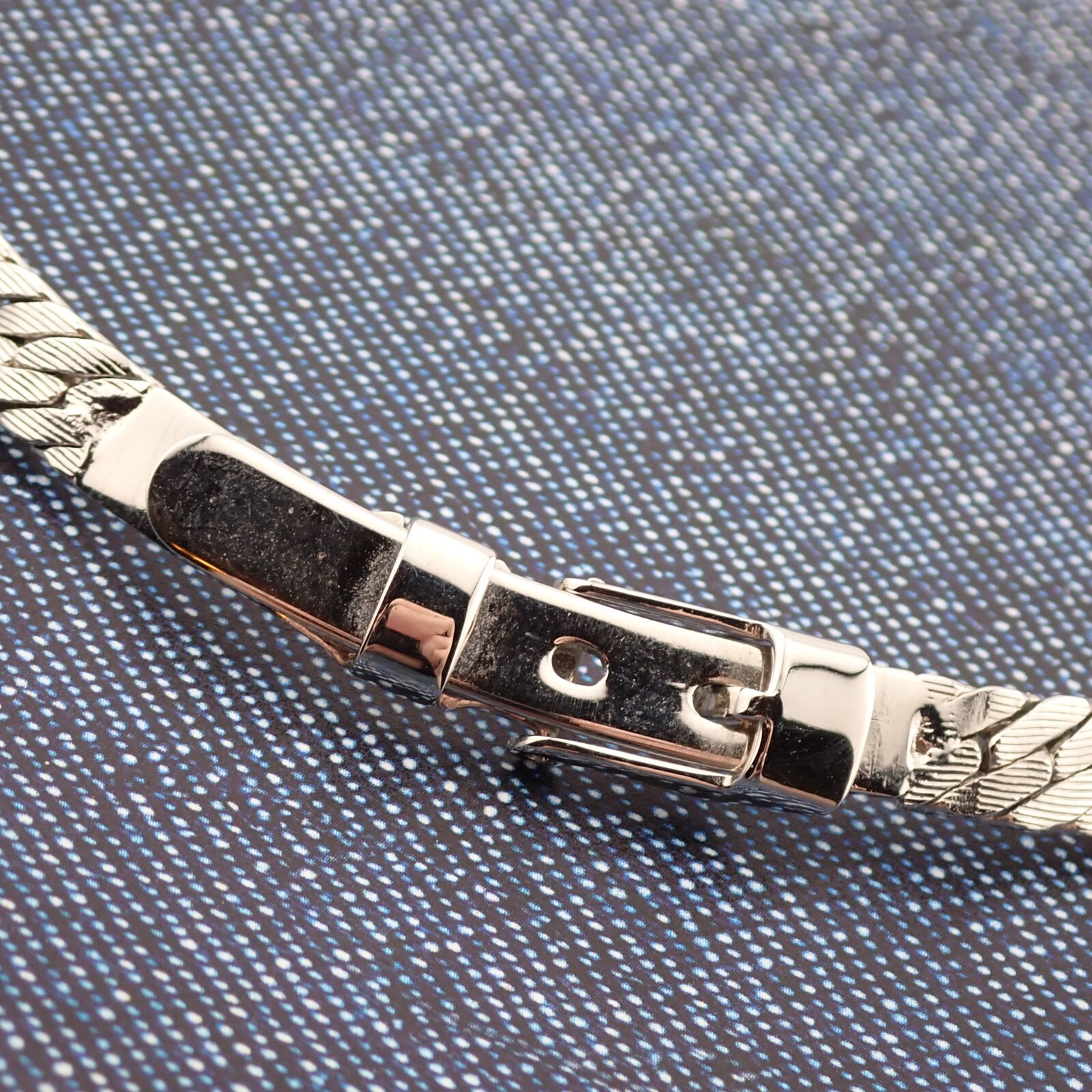 Vintage Monet Silver Tone 16″ Belt Buckle Pendant 6mm Chain Necklace