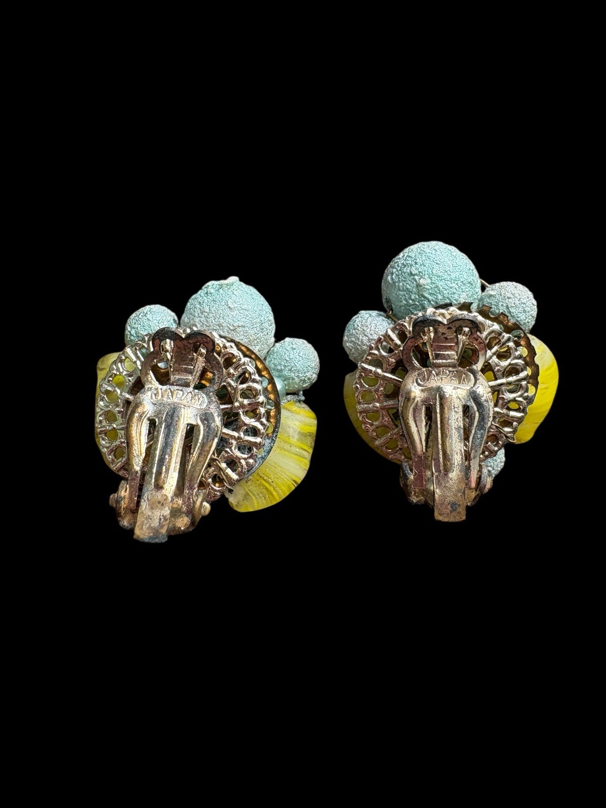 Vintage Beaded Cluster Clip On Earrings Lot 11 Japan, Hong Kong