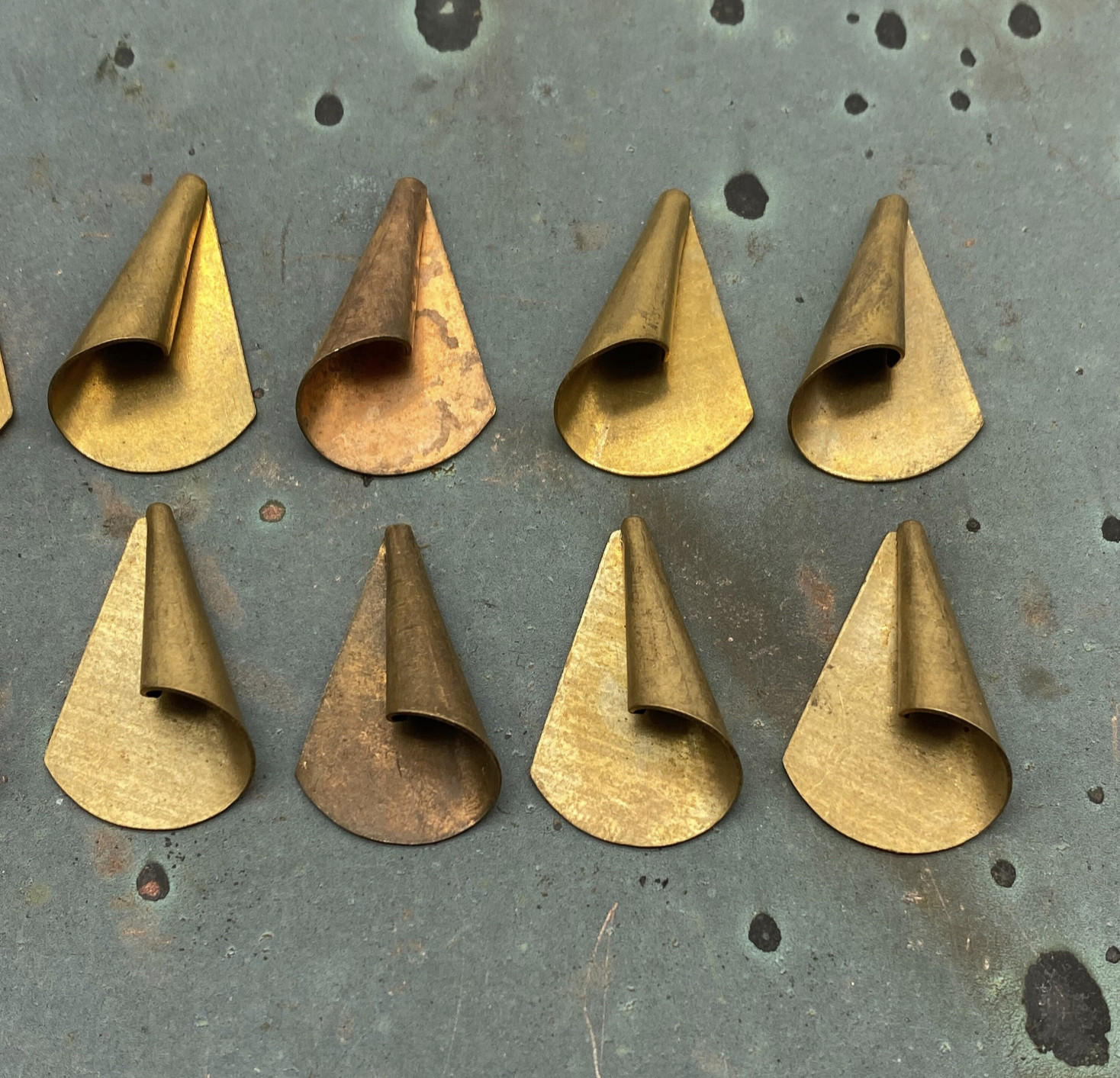 Vintage Brass Left & Right Folded Stampings Set of 10 – Curved Folded