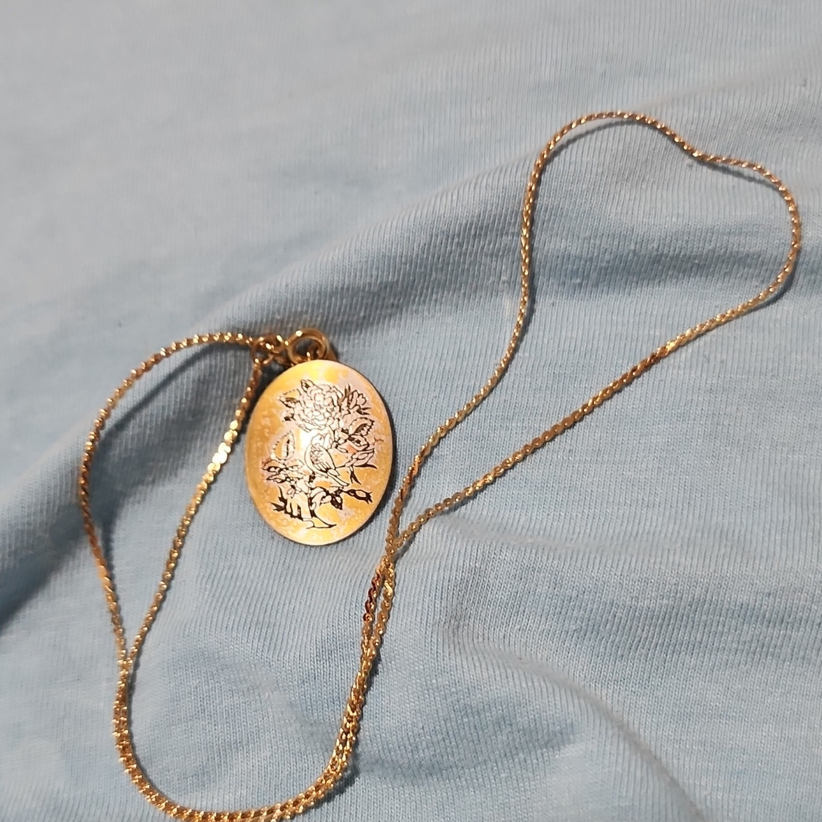 Reed & Barton Damascene Signed Gold Tone Jewelry Set Necklace Earrings