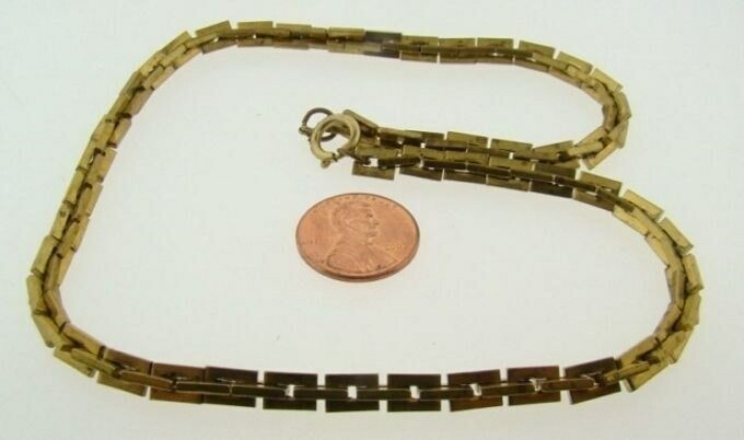 1 VINTAGE BRASS FANCY BOSTON 5mm CHAIN 17″ NECKLACE N40