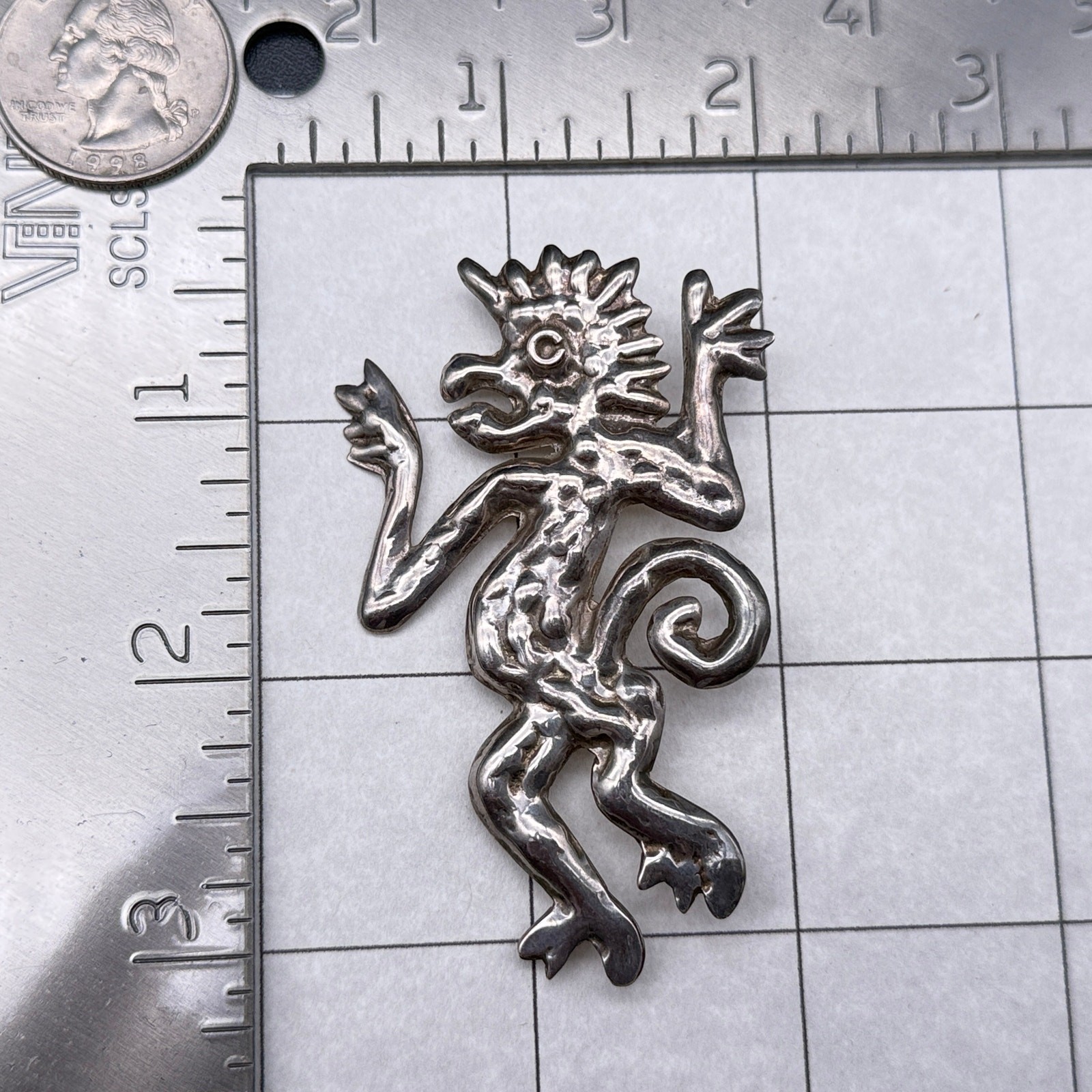 Vintage Whimsical Mystical Creature Sterling Silver Pin Brooch