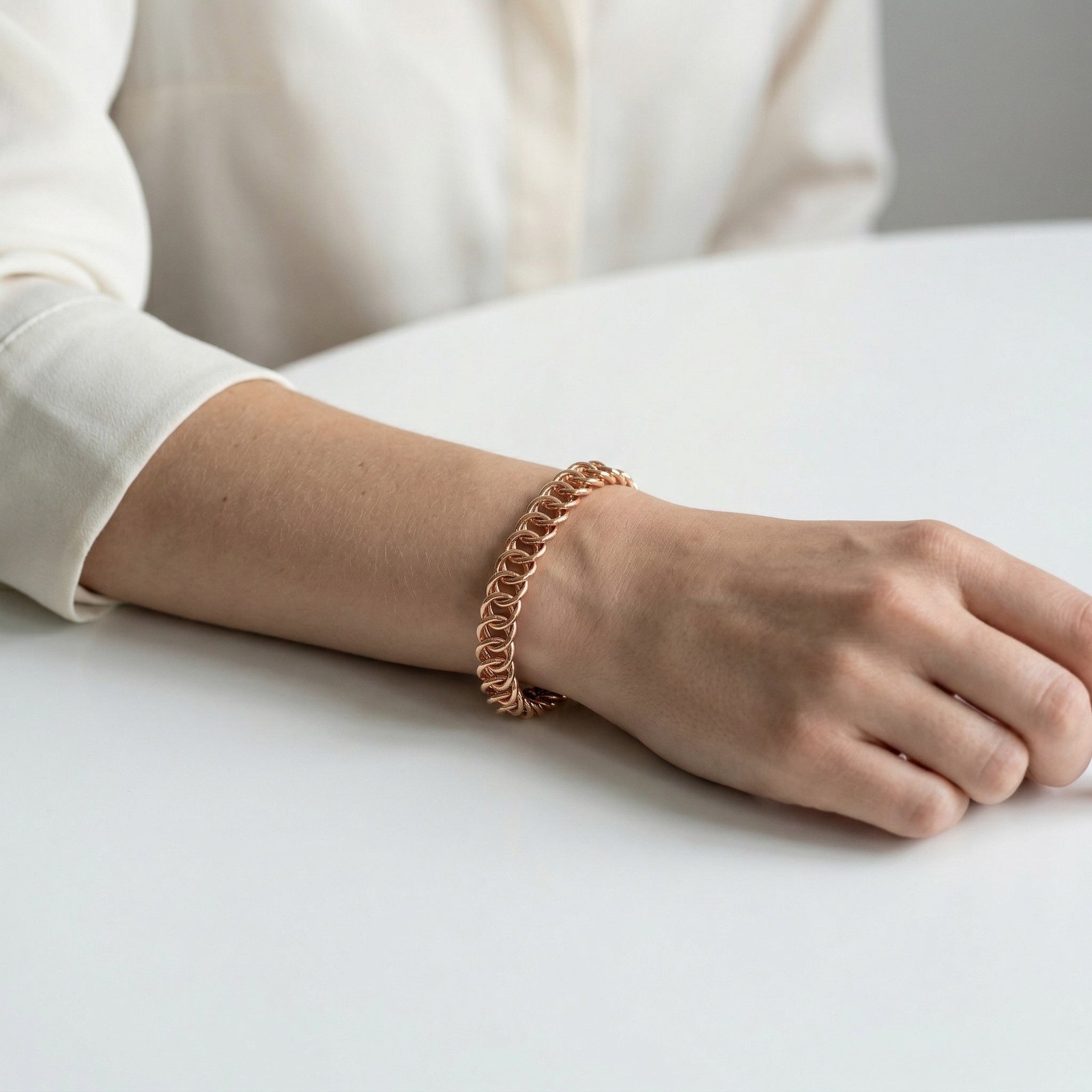 Solid Copper Bracelet • Persian 4-1 Chainmail • Handcrafted • Variety of Sizes