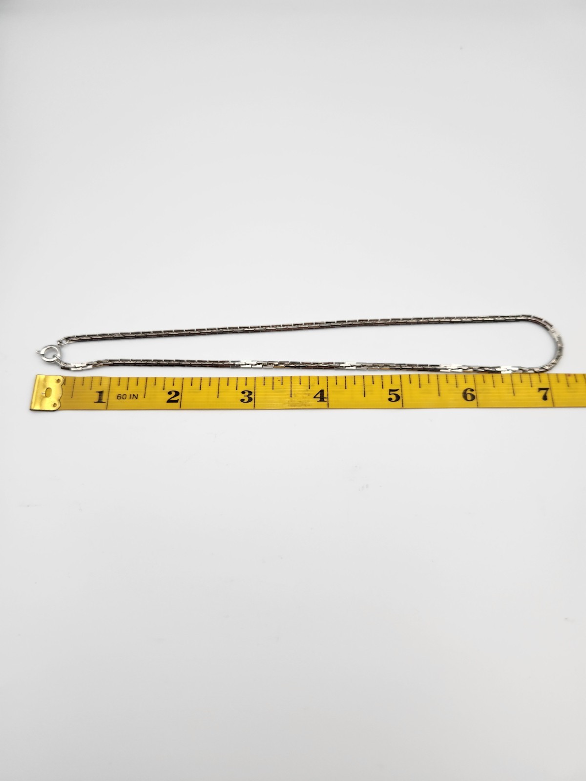 Vintage Silver Tone Squared Chain Link Choker Necklace