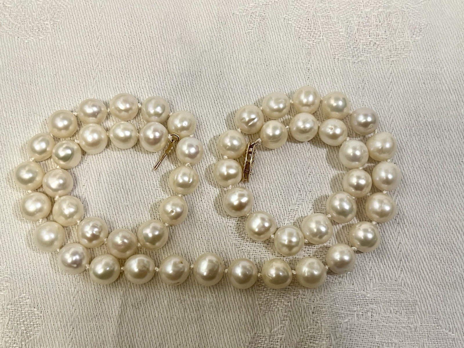 Princess Length White 18” Cultured FW Pearl Necklace 14k Gold clasp 7-8mm