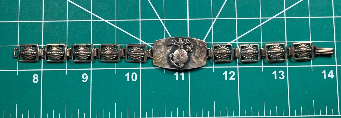 WWII USMC Marine Corps Sweetheart Bracelet Sterling Doris from Ed 12-42
