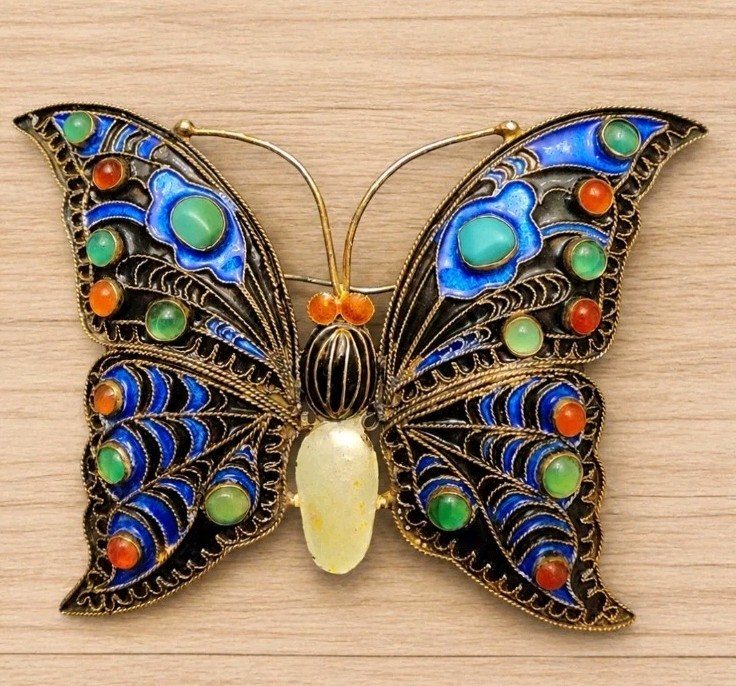1992 MMA Cleo Butterfly Brooch Enamel Figural Pin Marked MMA Cleo