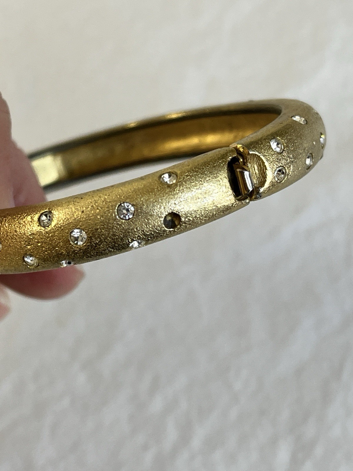 Vintage Swarovski Set Bracelet and Clip Earrings Matte Gold Tone Polka Dots