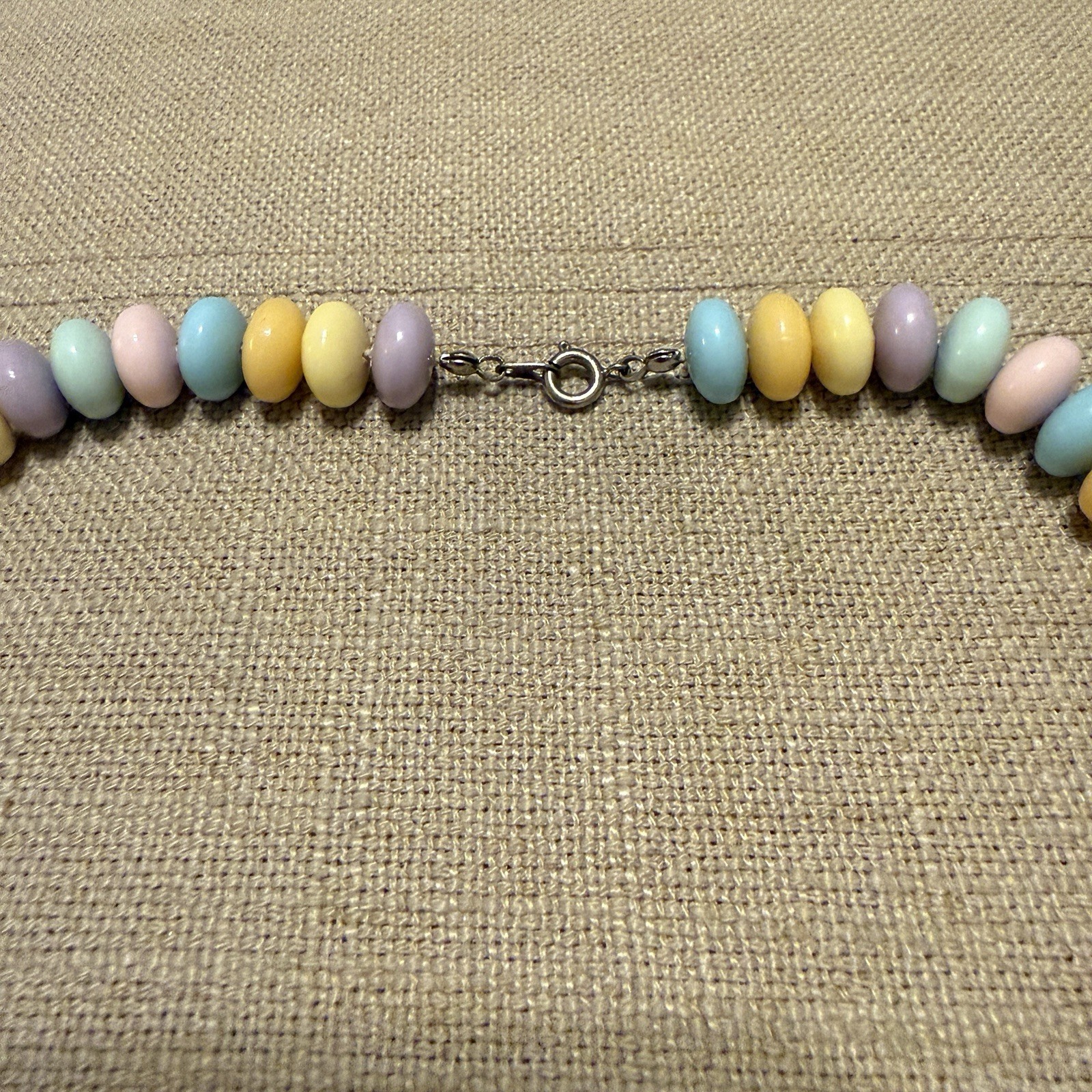 Vintage multi-color pastel candy Plastic beaded necklace smooth beads