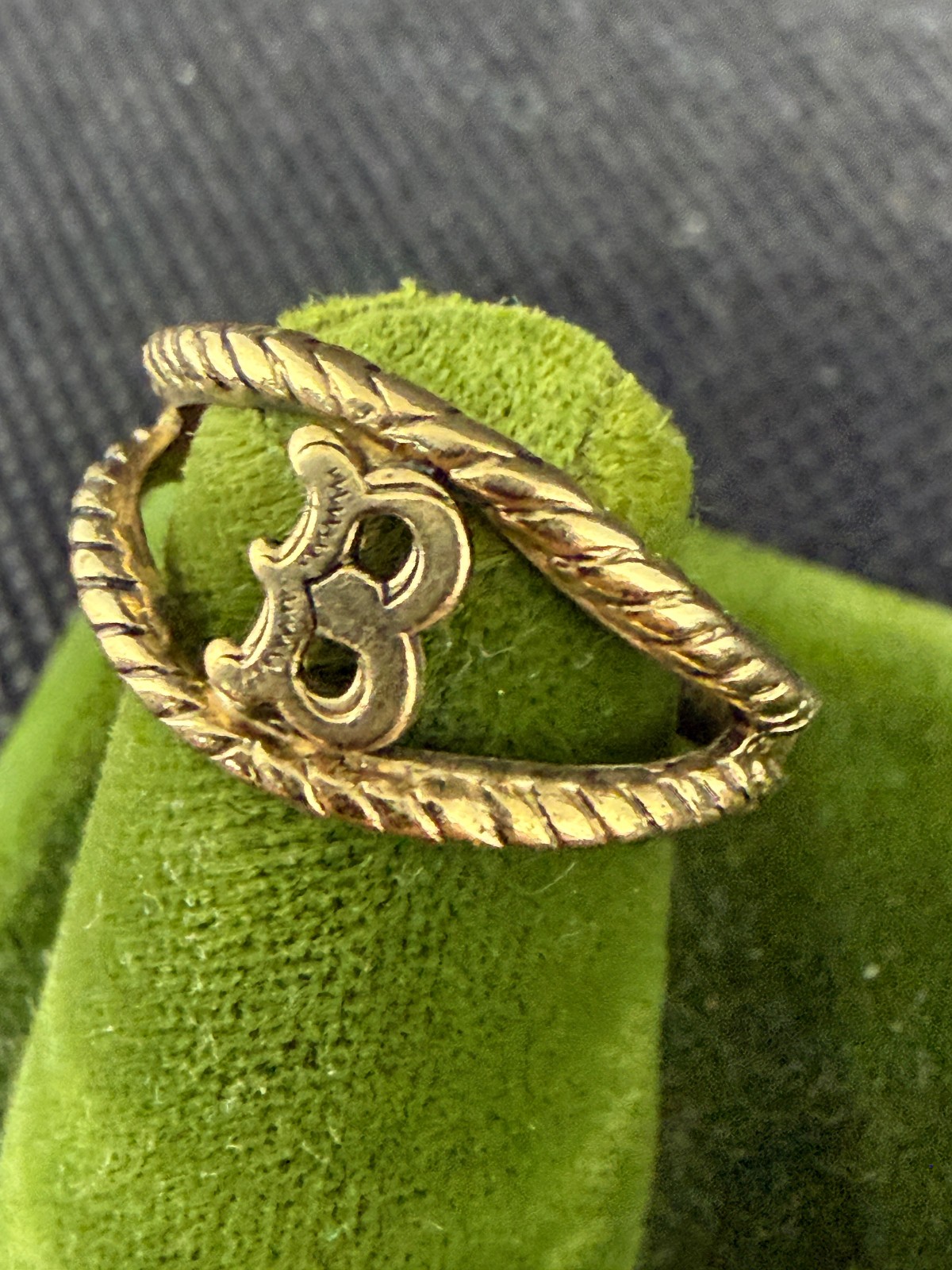 Vintage Gold Plated Monogram Signet “B” Ring Size 6 New Old Stock!
