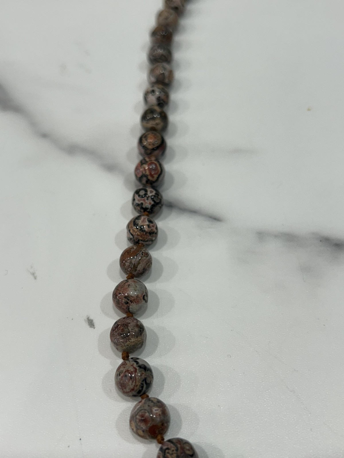 Brown Gemstone Beaded Necklace Round Polished Beads Hook Clasp 24 In Womens