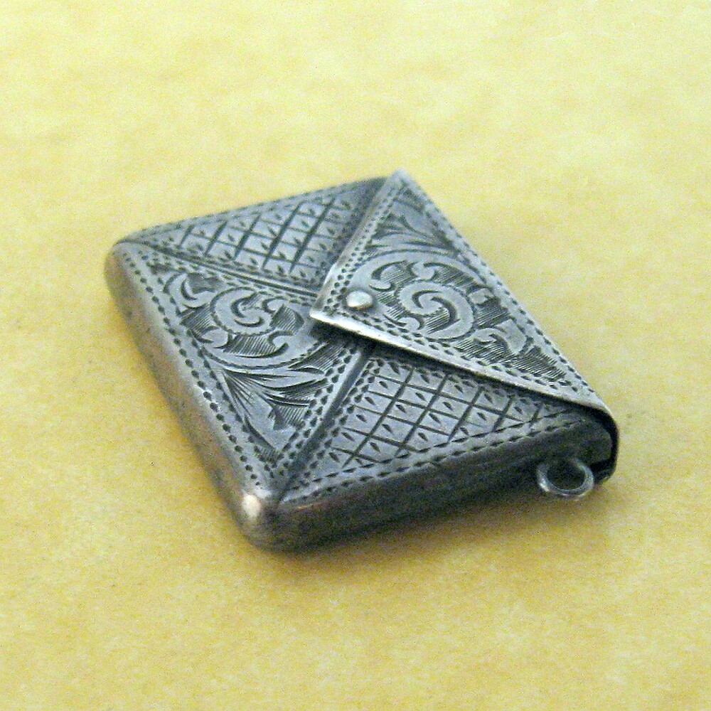 Antique Edwardian Engraved Sterling Silver Stamp Case Charm Adie & Lovekin Ltd