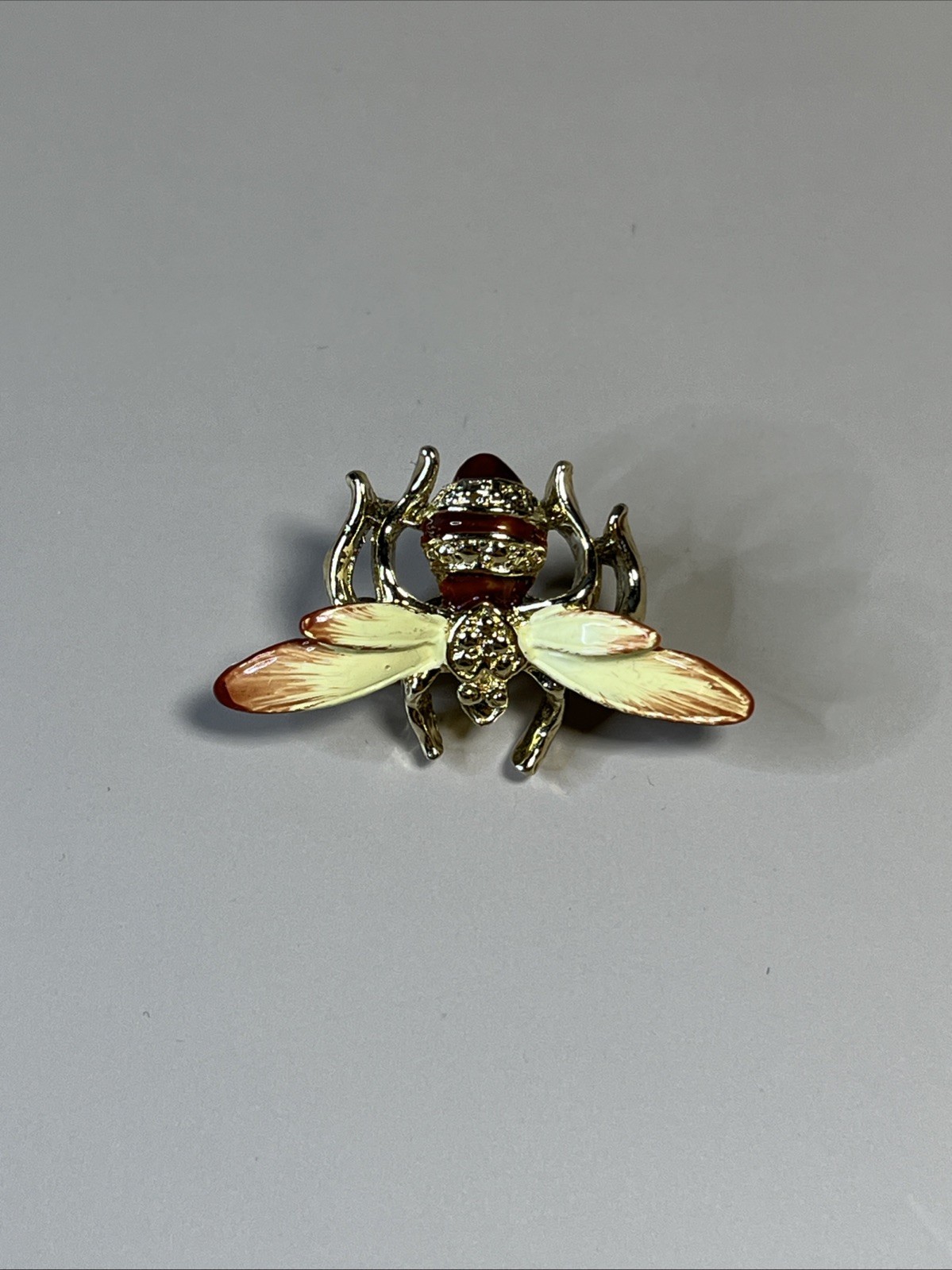 Vintage Brooch Bee Bug Insect Enameled Gold Tone Nature