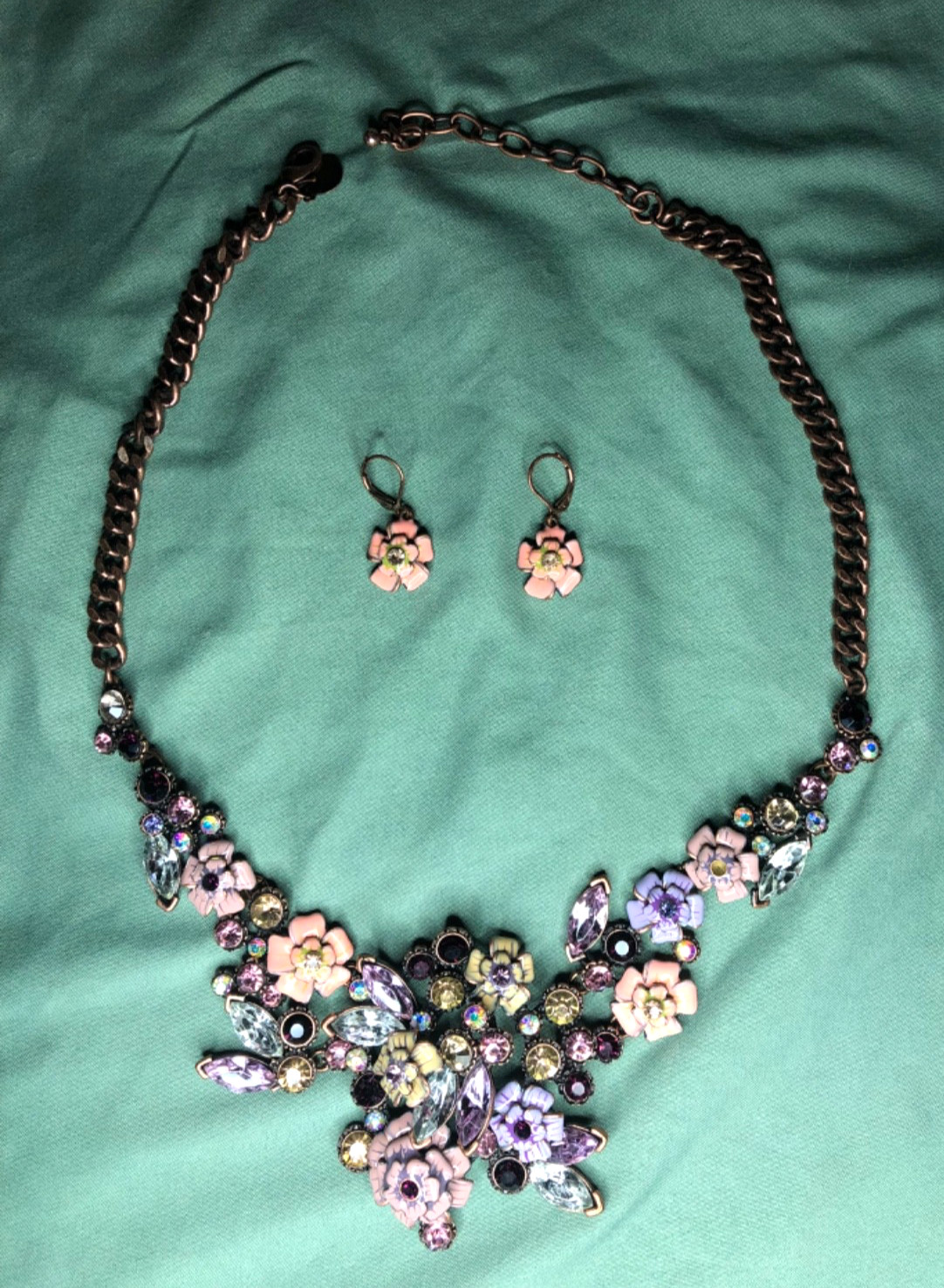 Joan Rivers XXV Classics Collection Necklace Earring Set Enamel Rhinestones