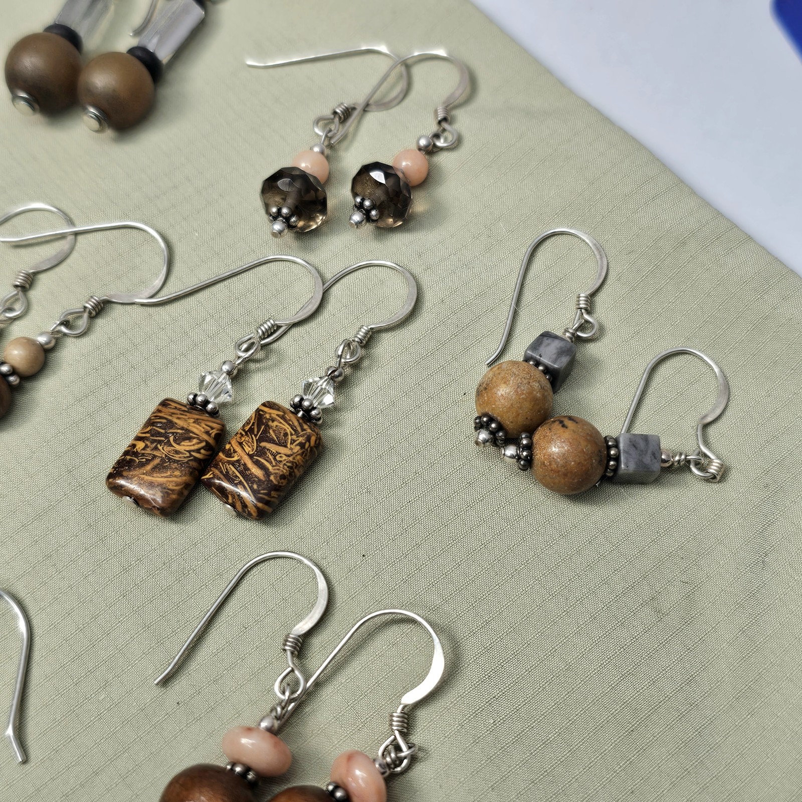 MCM 925 Sterling Silver Bead Bohemian Dangle Drop Earrings Set of 8 Pairs