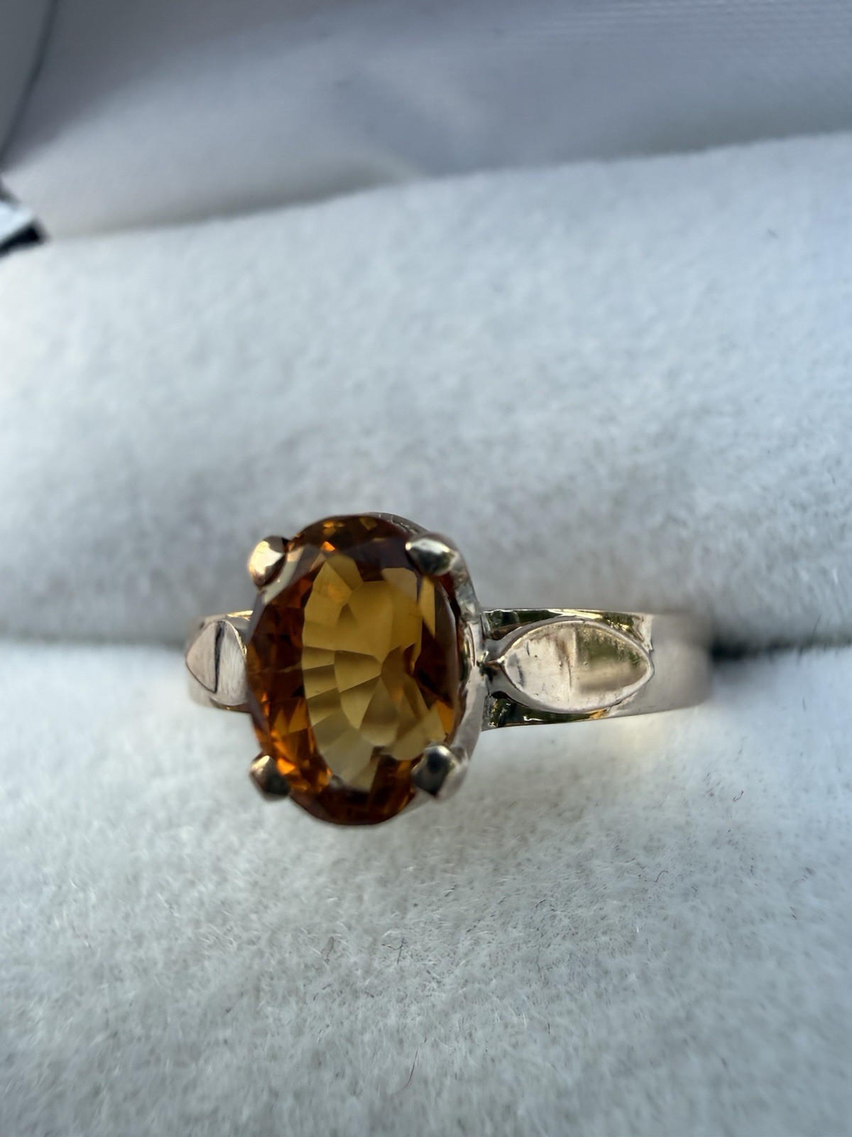 Vintage 14k Rose Gold Madeira 1ct Citrine Oval Solitaire Ring Size 6.25 2.2 Gram