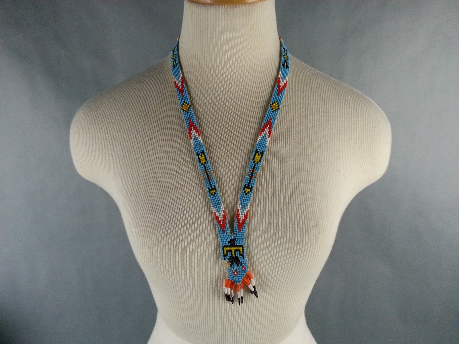 Vintage 1970s 1980s American Southwest Beaded Necklace Souvenir Phoenix Bird